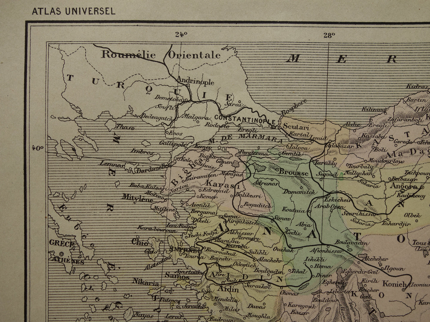 TURKIJE Oude kaart uit het jaar 1896 historische landkaart Ottomaanse Rijk antieke vintage kaarten