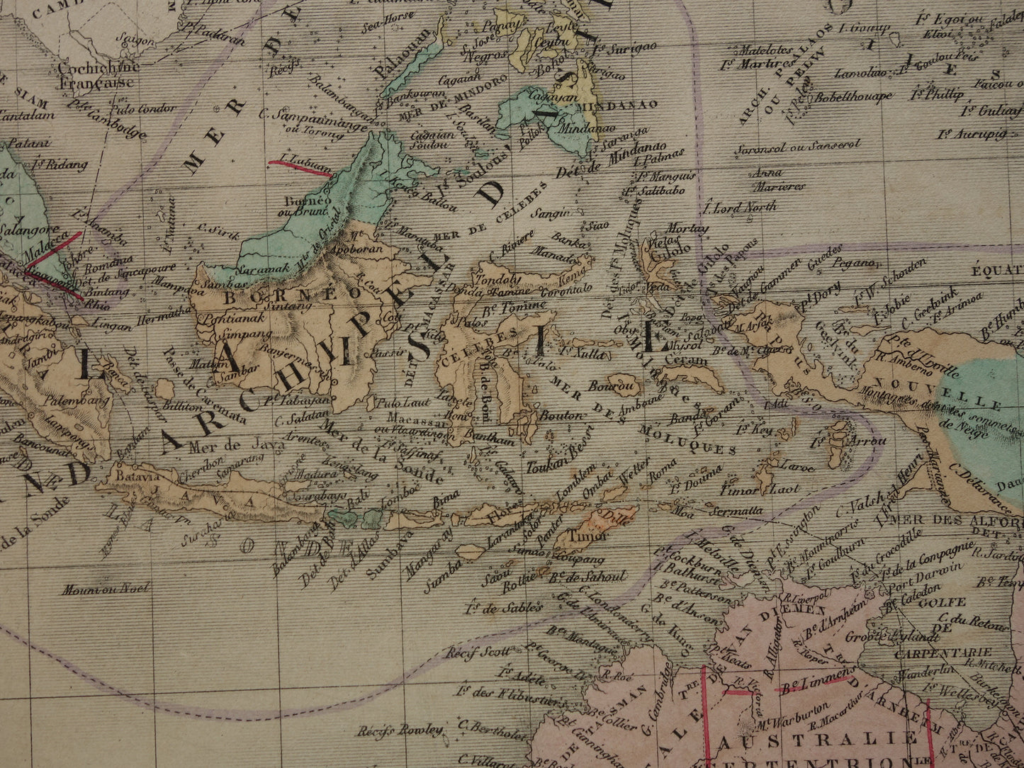 OCEANIË antieke kaart van Australië Nieuw-Zeeland 140+ jaar oude landkaart van Oceanie continent met Indonesië Grote originele vintage historische kaarten