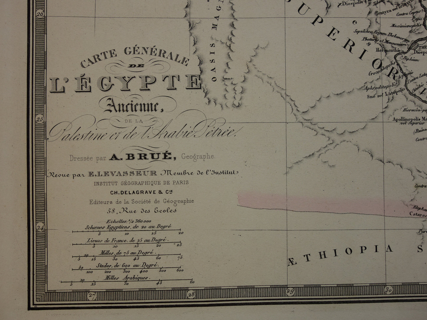 carte générale de l'égypte ancienne, de la palestine et de l'arabie petrée brué