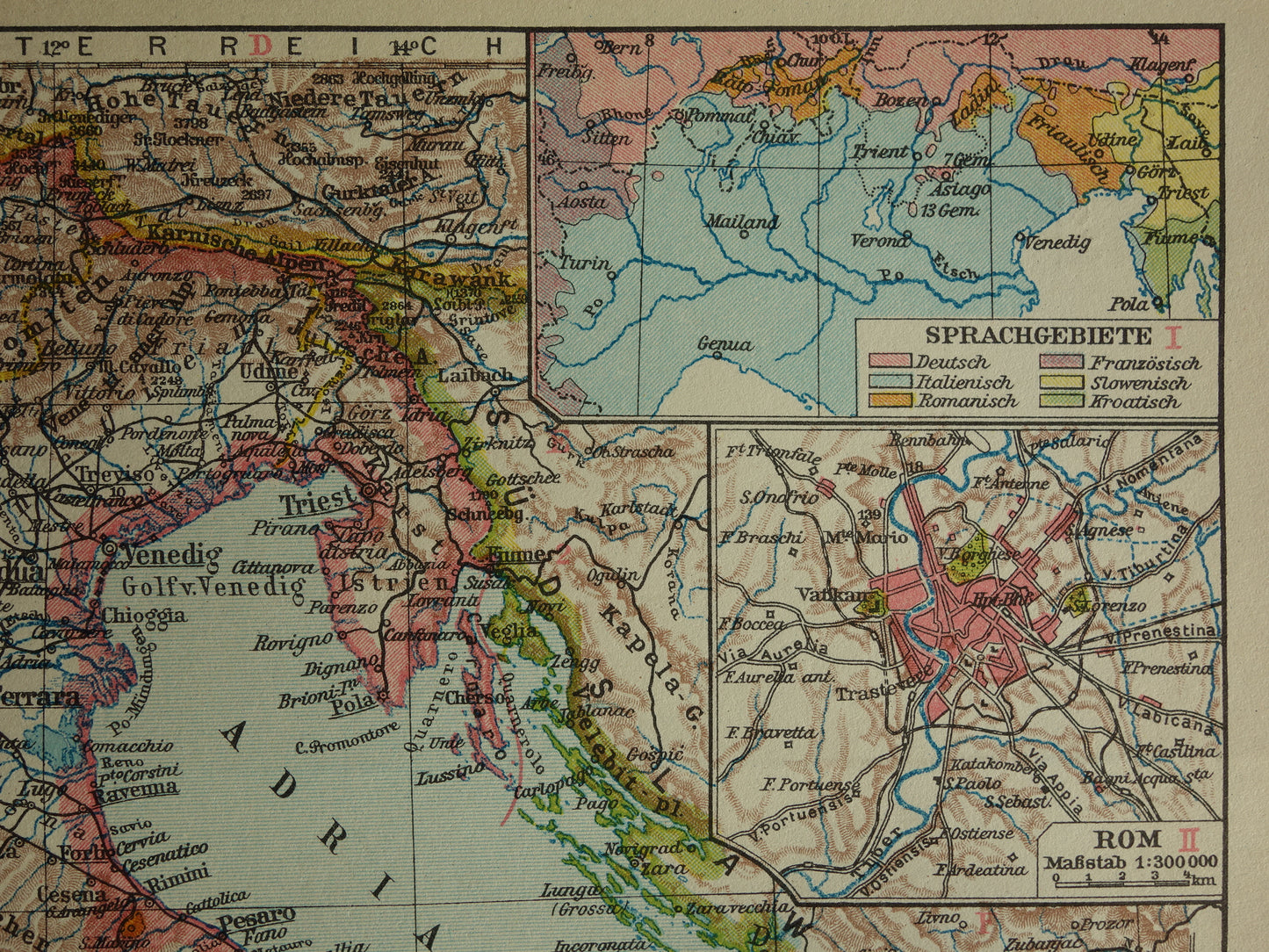 Oude landkaart van ITALIË uit 1928 originele vintage kaart Rome