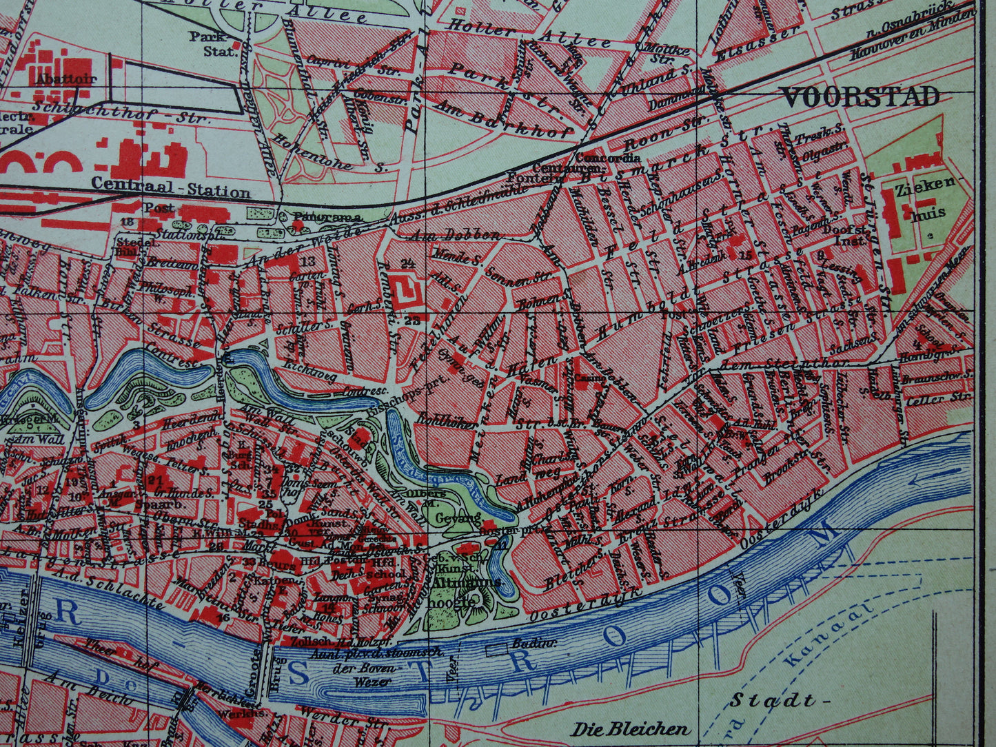 BREMEN oude kaart van Bremen 1906 originele antieke Nederlandse plattegrond historische landkaart Bremen Duitsland
