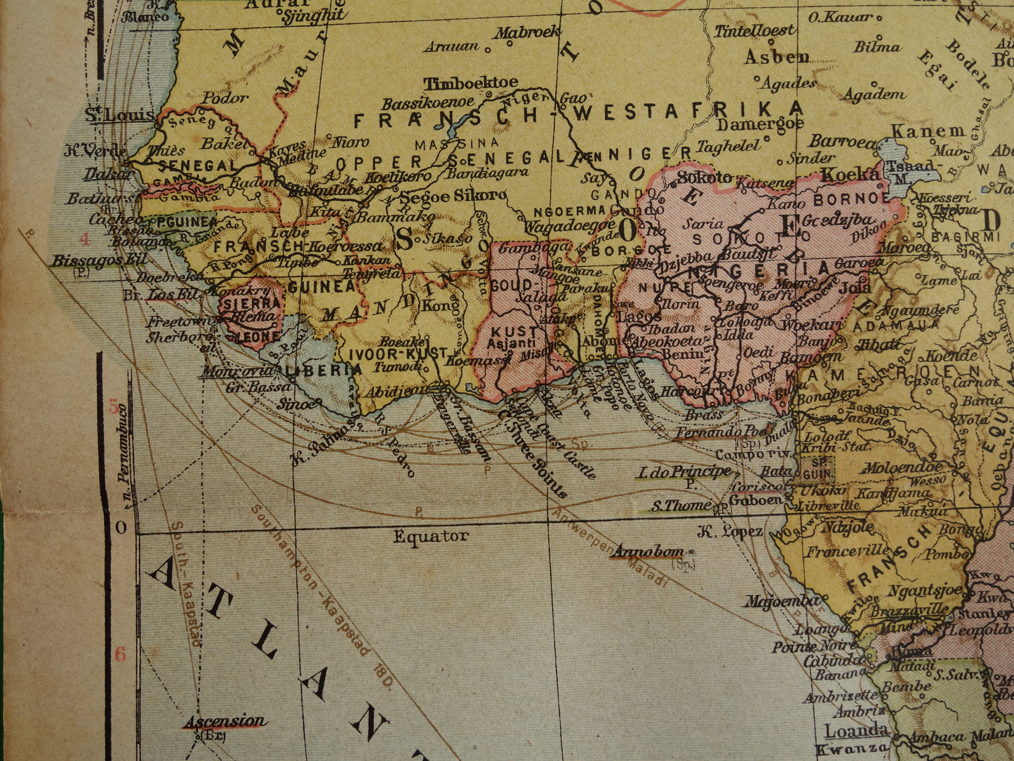 Oude kaart van Afrika uit 1916 originele antieke landkaart van Afrika continent oude Nederlandse kaarten