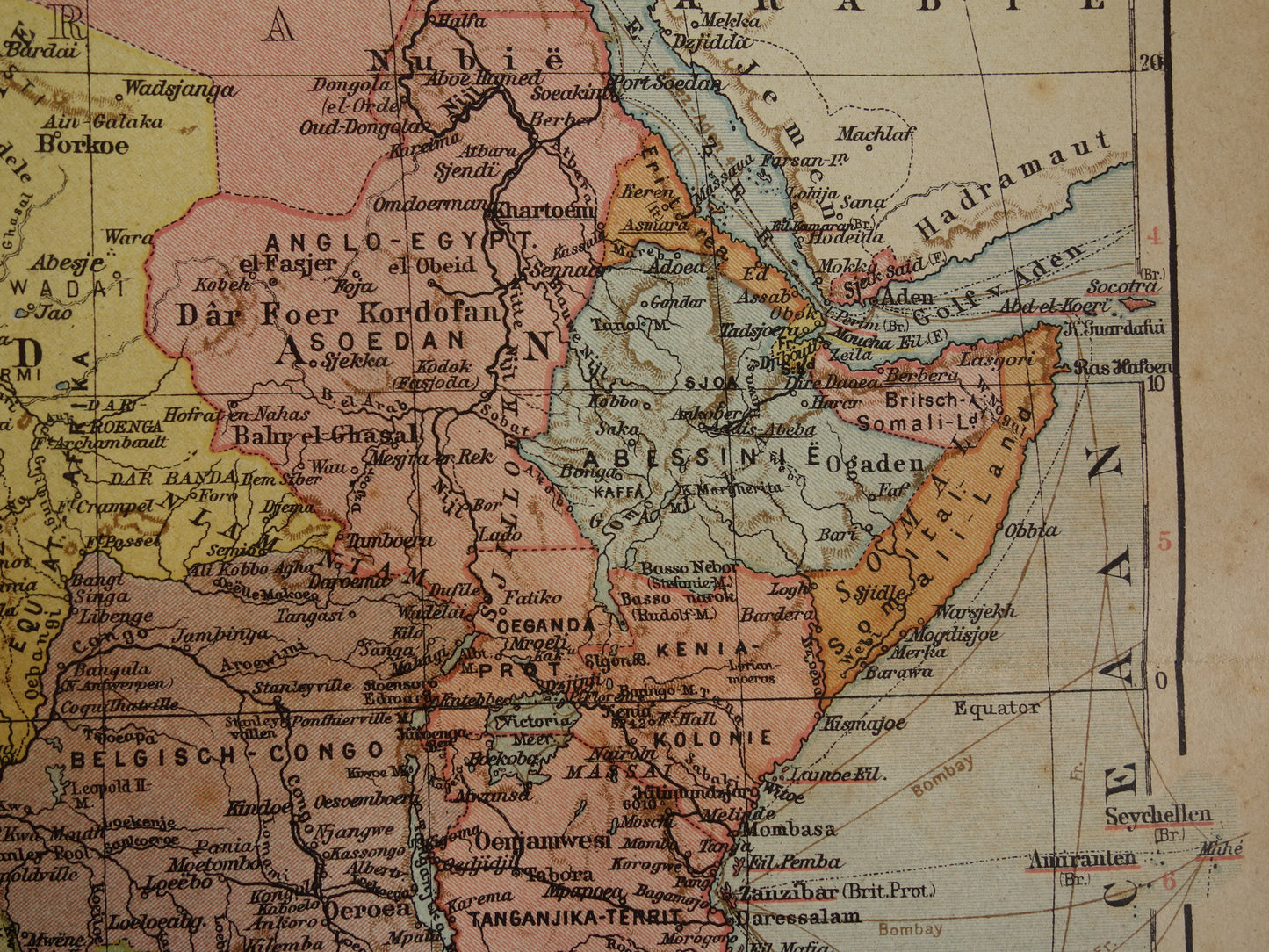 Oude kaart van Afrika uit 1916 originele antieke landkaart van Afrika continent oude Nederlandse kaarten