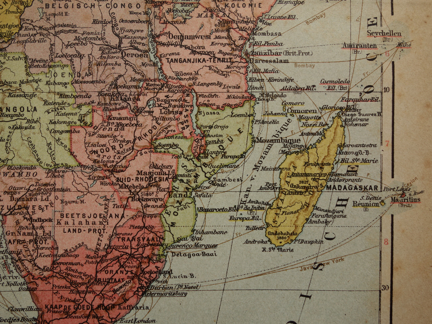 Oude kaart van Afrika uit 1916 originele antieke landkaart van Afrika continent oude Nederlandse kaarten