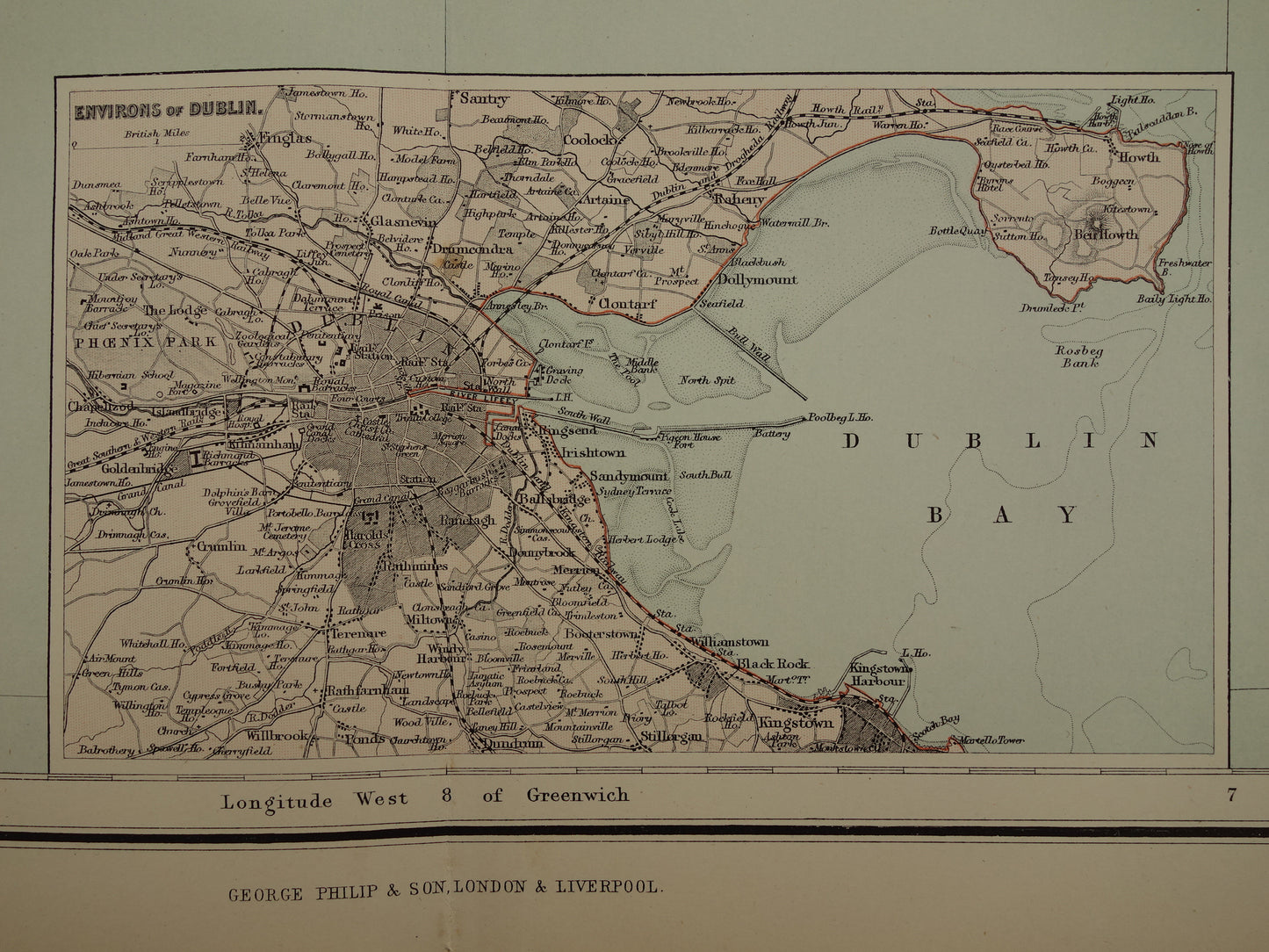 Grote oude landkaart van Ierland uit 1890 originele oude Engelse kaart van zuid Ierland Cork Dublin Wicklow groot formaat vintage landkaarten