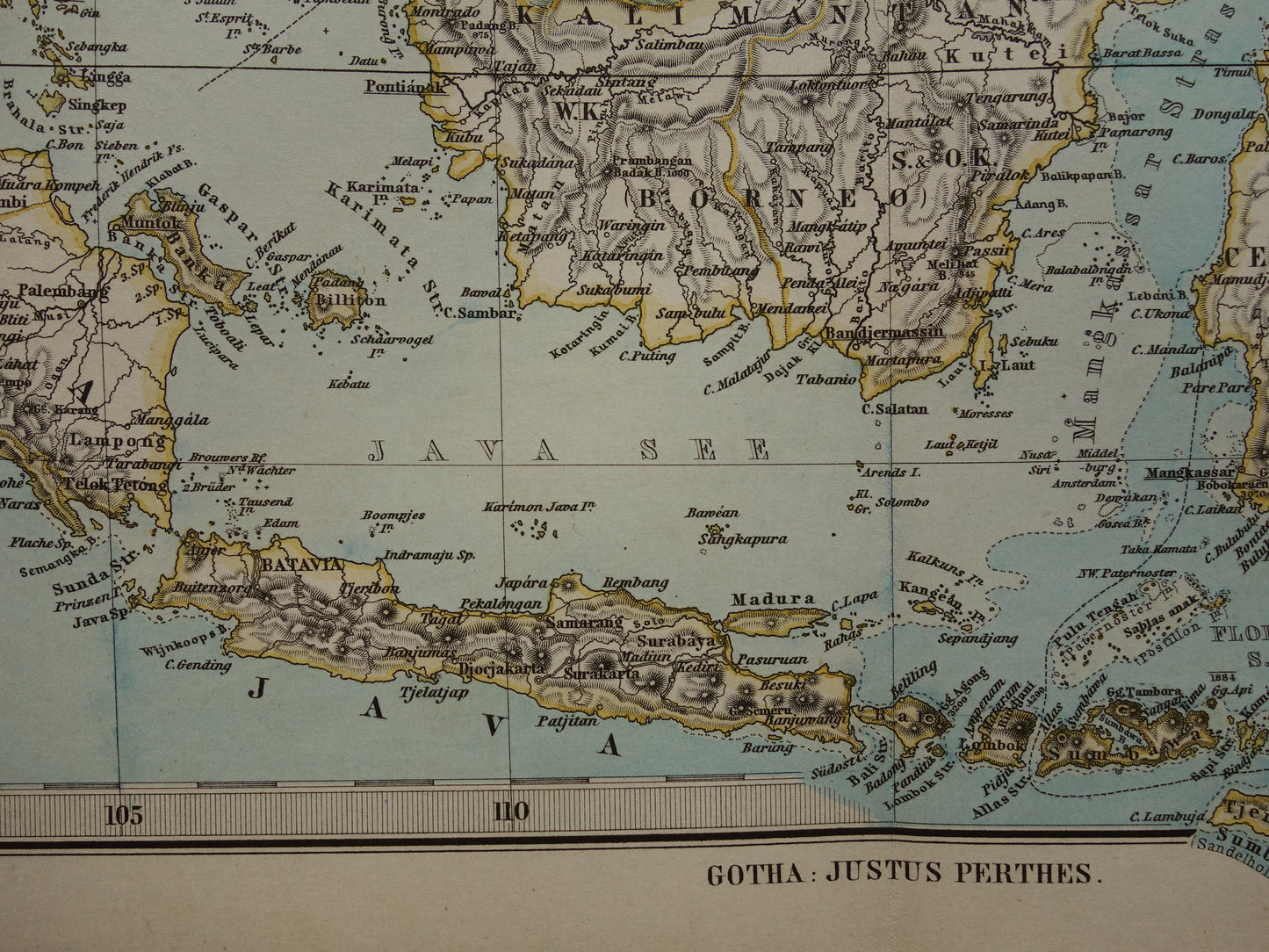 INDONESIË antieke kaart van Indonesië Filipijnen Zuidoost-Azië 1885 Mooie originele oude landkaart van Batavia Atjeh Java