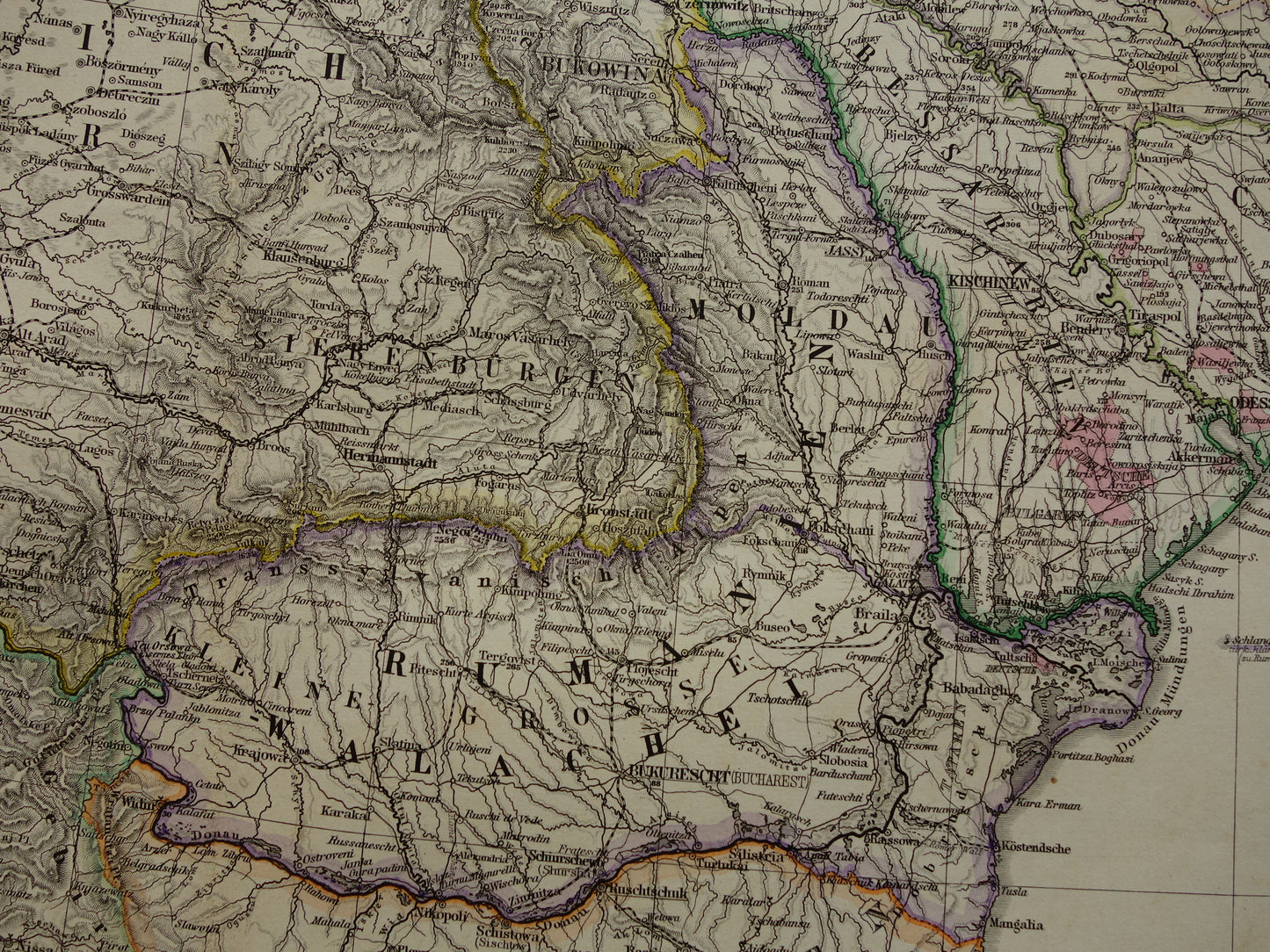 Oude landkaart van de Balkan uit 1885 originele antieke kaart/poster Turkse Rijk in Europa met Servië Roemenië Montenegro