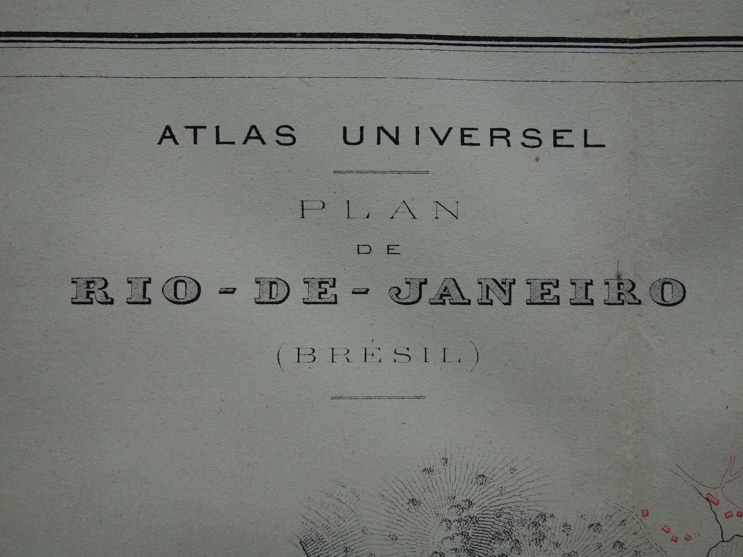 Oude kaart van Rio de Janeiro Brazilië uit 1879 originele antieke Franse plattegrond historische kaarten Rio