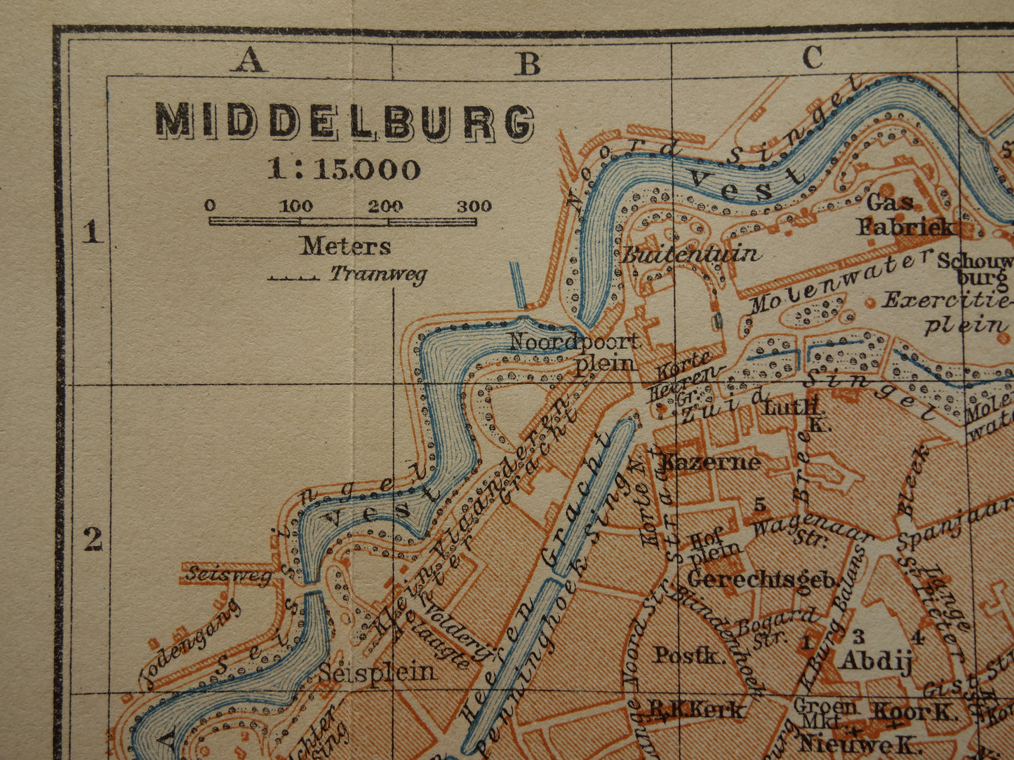 originele oude antieke plattegrond van Middelburg