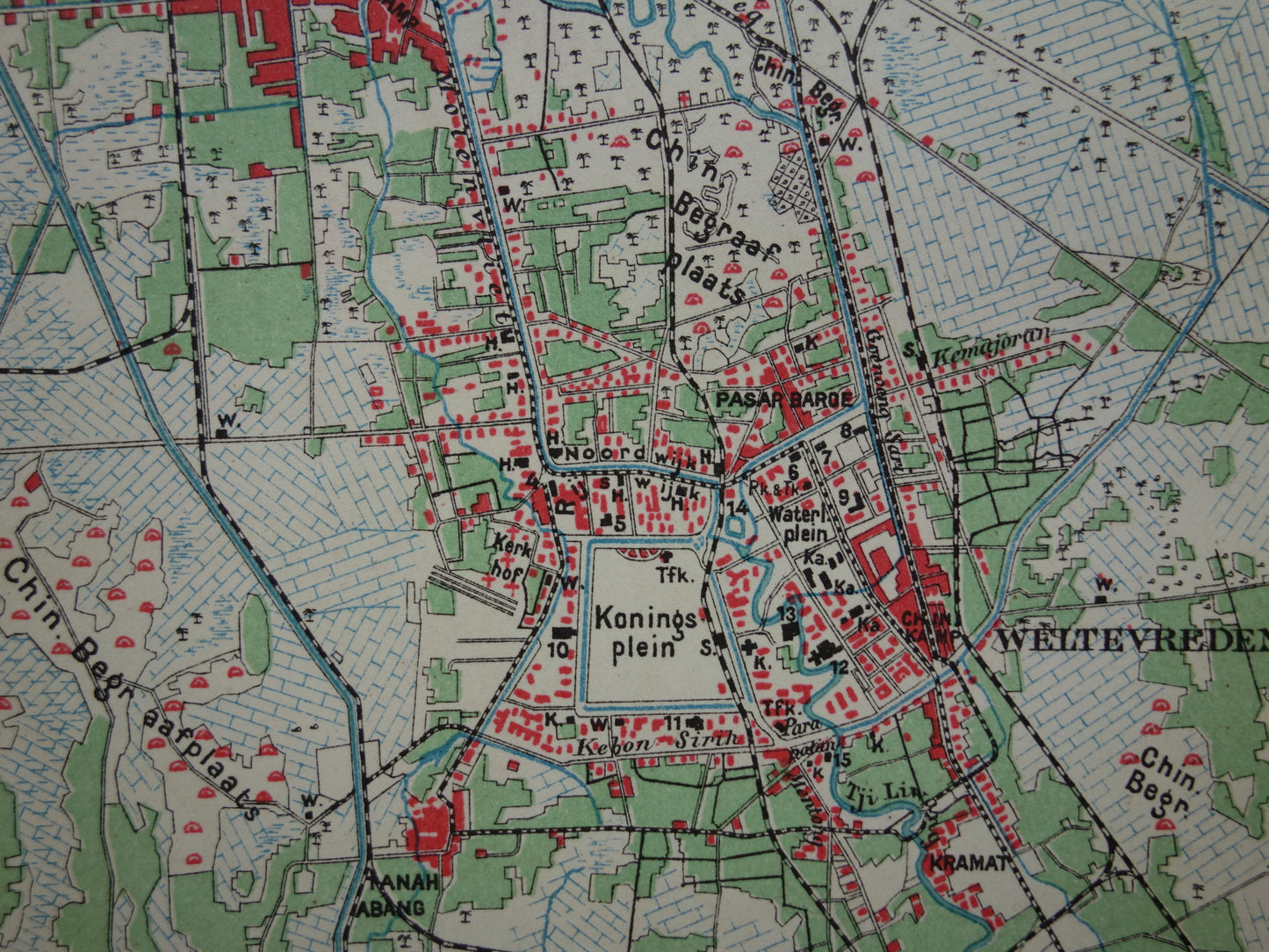Oude kaart van Jakarta en Soerabaja Indonesië 1905 originele antieke plattegrond Batavia Surabaya vintage kaarten