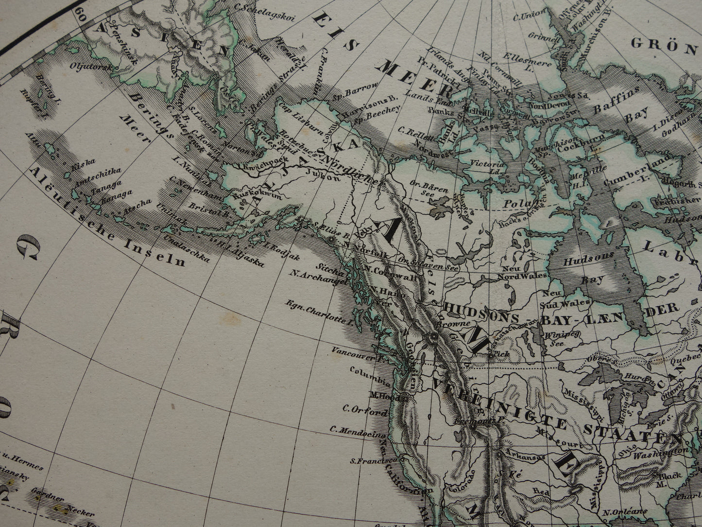 AMERIKA antieke kaart van Westelijk Halfrond originele 145+ jaar oude landkaart van Noord- en Zuid-Amerika Polynesië Wereldkaart
