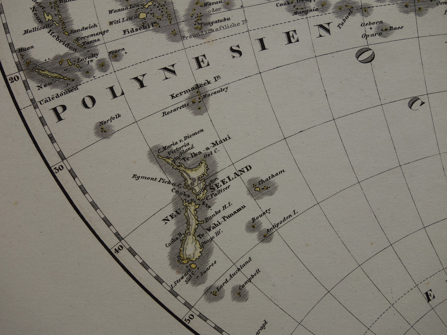 AMERIKA antieke kaart van Westelijk Halfrond originele 145+ jaar oude landkaart van Noord- en Zuid-Amerika Polynesië Wereldkaart