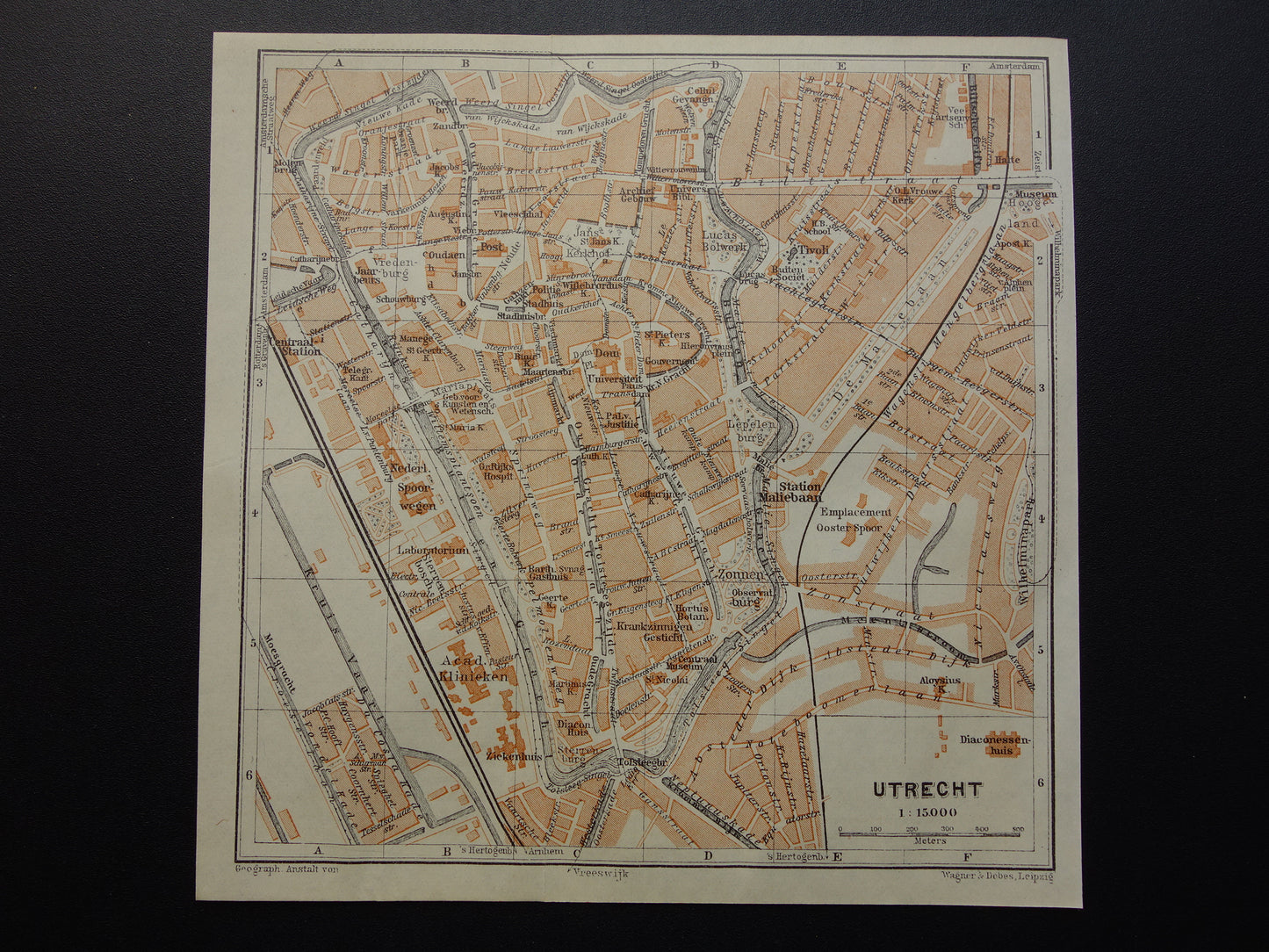 UTRECHT oude kaart van Utrecht uit 1927 kleine originele antieke plattegrond vintage landkaart