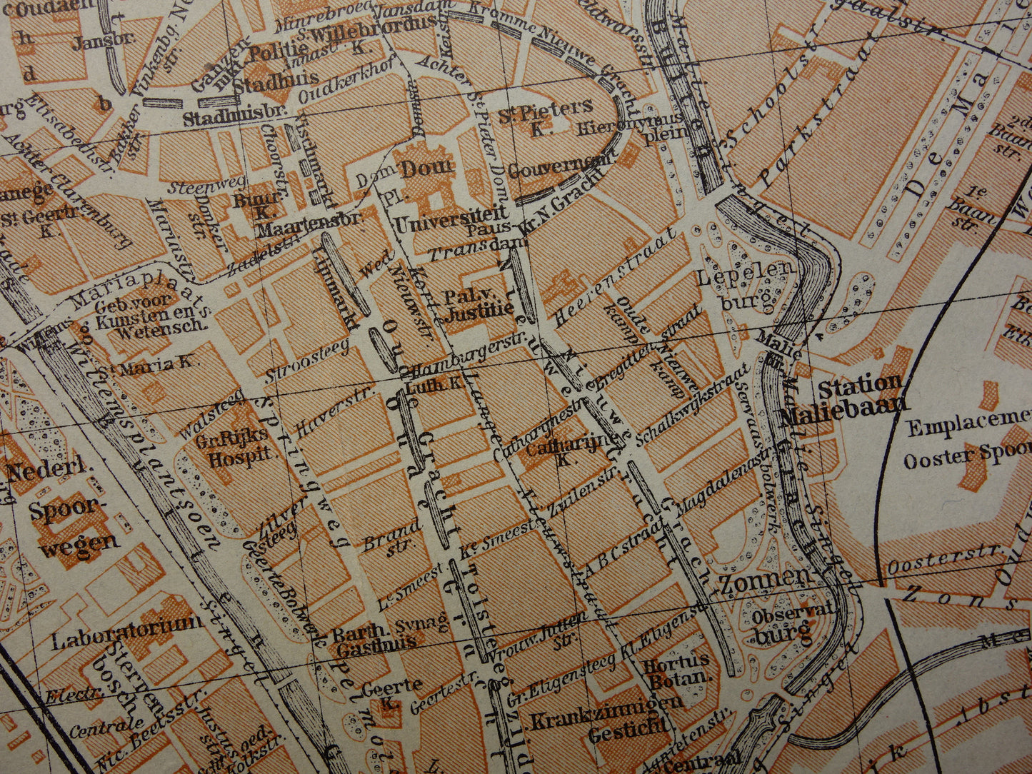 UTRECHT oude kaart van Utrecht uit 1927 kleine originele antieke plattegrond vintage landkaart