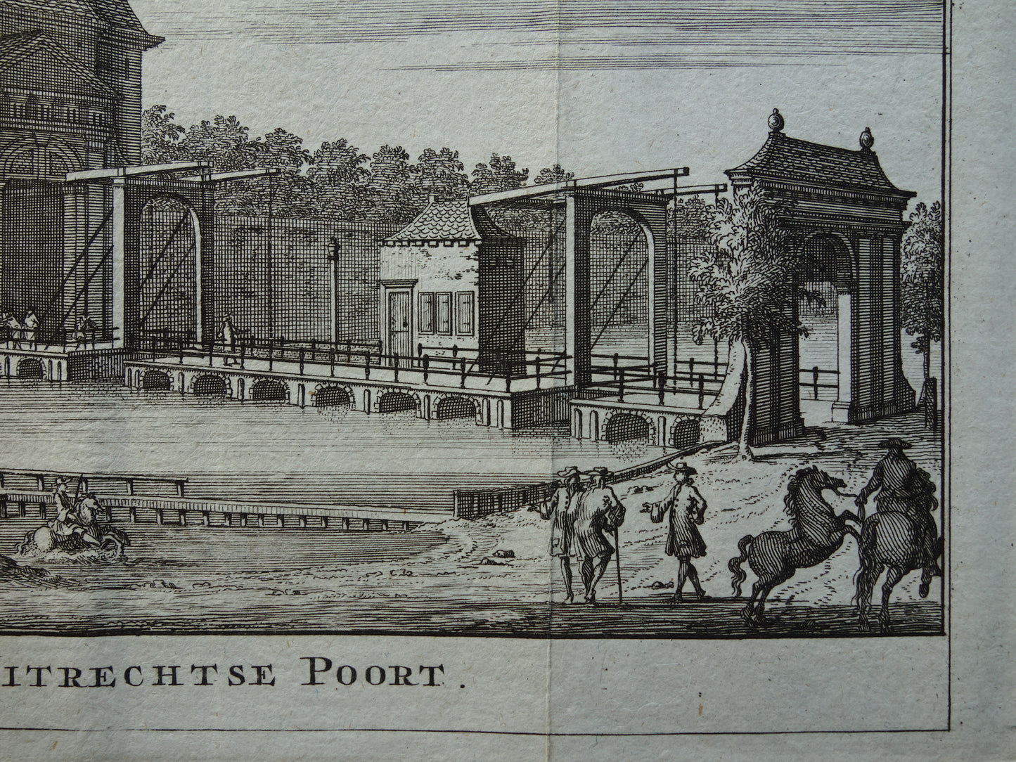 Oude prent van de Utrechtsepoort in Amsterdam Originele antieke gravure Utrechtse Poort Frederiksplein Historisch stadsgezicht Vintage Print