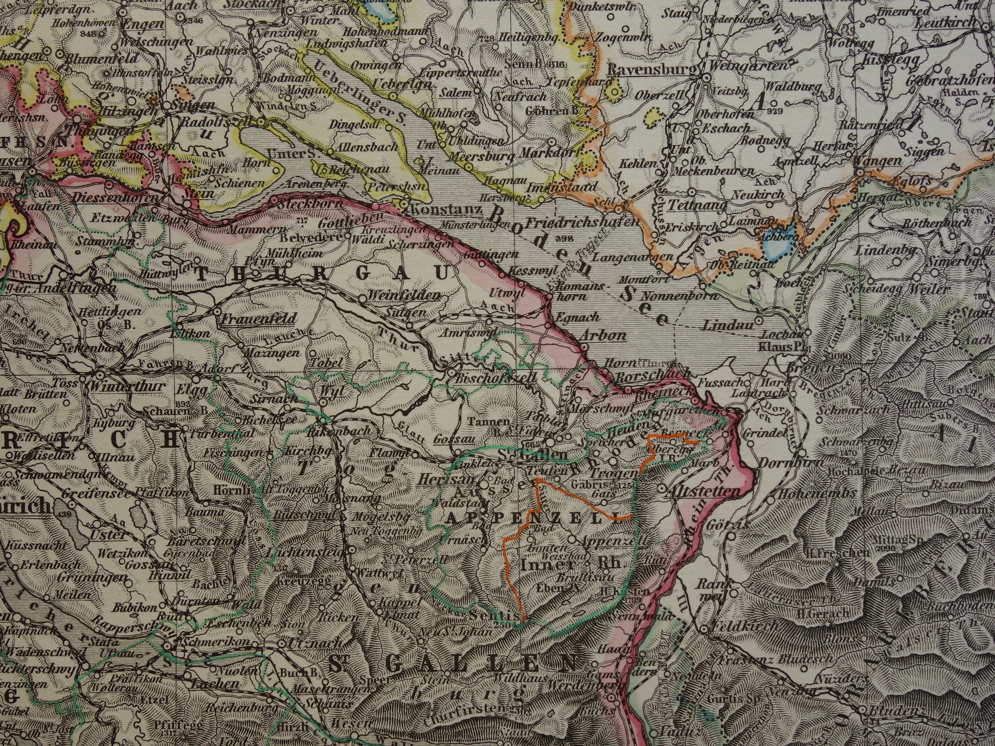 antieke kaart Zwitserland om in te lijsten