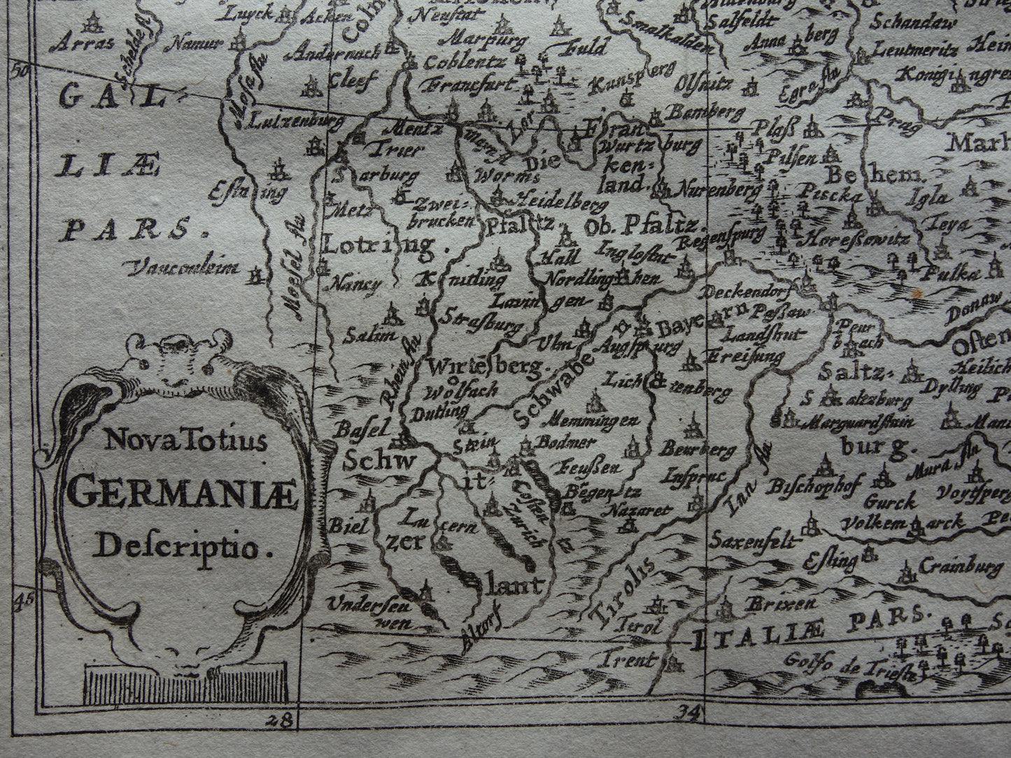 DUITSLAND 360+ jaar oude kaart van Duitsland 1661 originele antieke Nederlandse landkaart zeer klein formaat