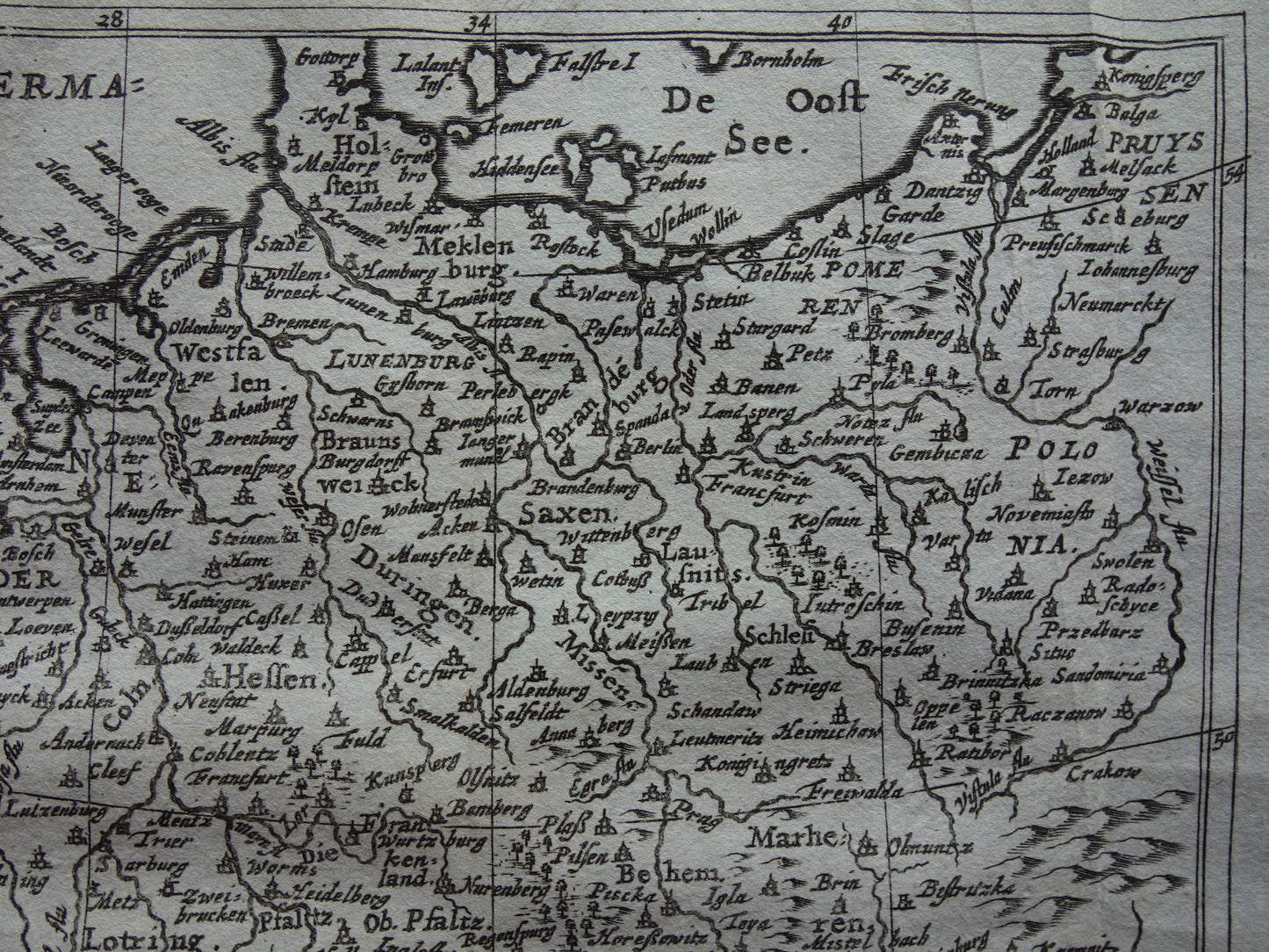 DUITSLAND 360+ jaar oude kaart van Duitsland 1661 originele antieke Nederlandse landkaart zeer klein formaat