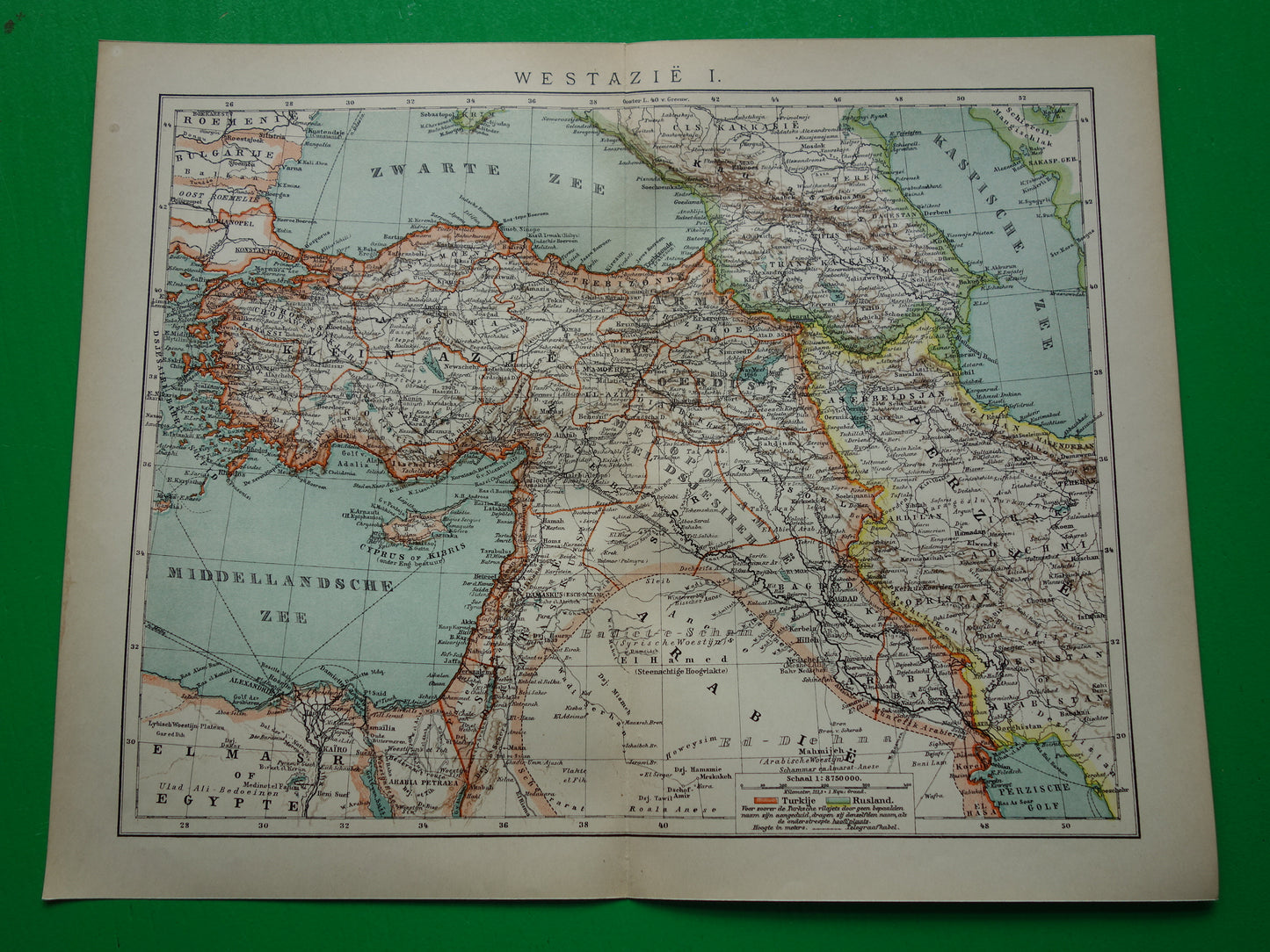 Nederlandse antieke landkaart van Turkije
