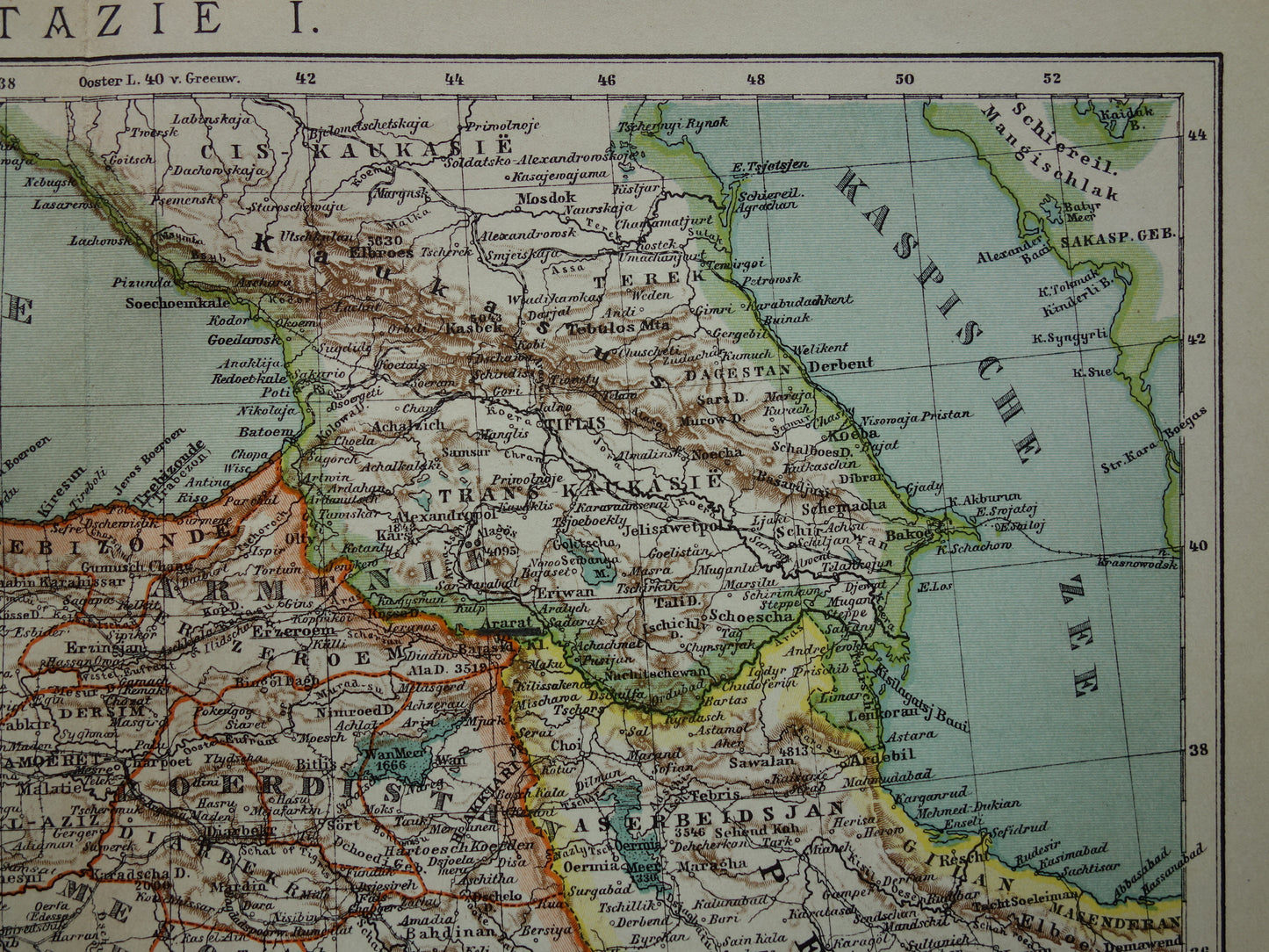 Turkije oude landkaart van Ottomaanse Rijk in Azië uit 1905 originele Nederlandse antieke kaart Turkije