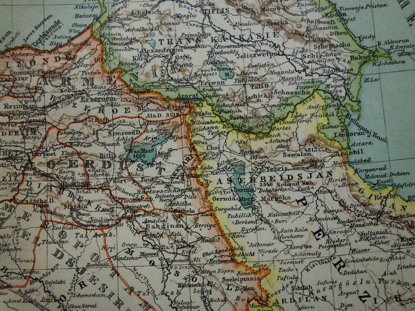Turkije oude landkaart van Ottomaanse Rijk in Azië uit 1905 originele Nederlandse antieke kaart Turkije