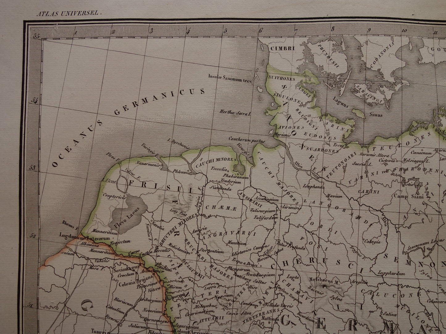 Germanië oude historische landkaart van Duitsland en centraal Europa in klassieke oudheid 1830 originele antieke kaart Dacia Germanica Magna
