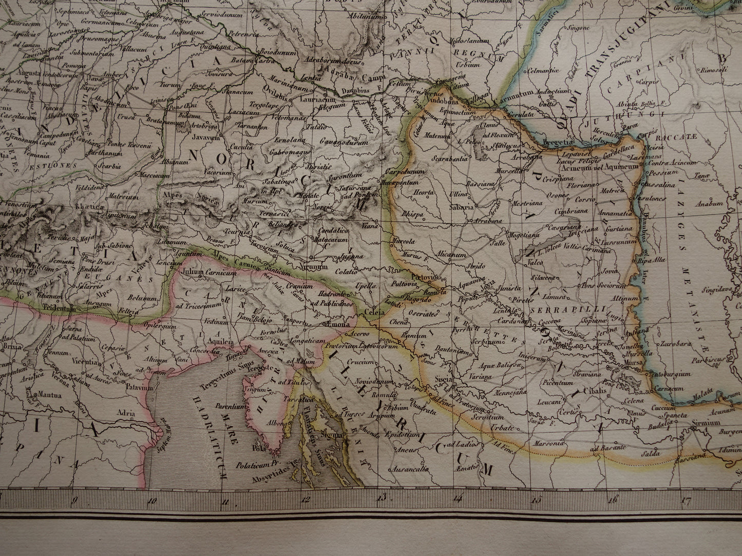 Germanië oude historische landkaart van Duitsland en centraal Europa in klassieke oudheid 1830 originele antieke kaart Dacia Magna Germania