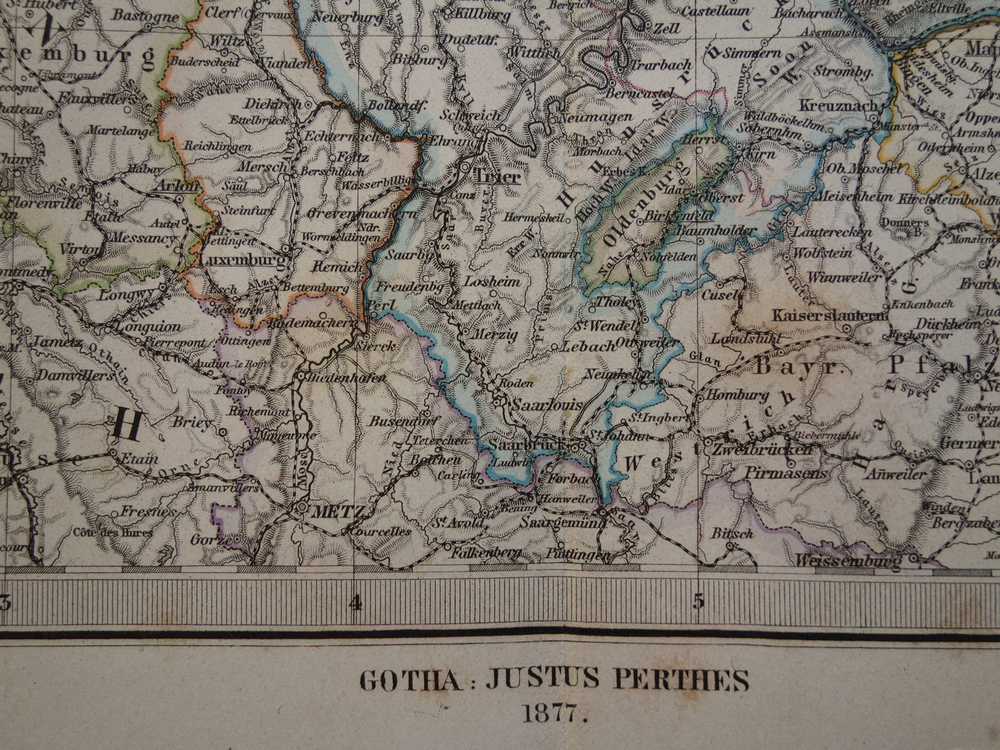 Antieke landkaart van Nederland België en Duitsland originele 145+ jaar oude kaart Holland vintage kaarten