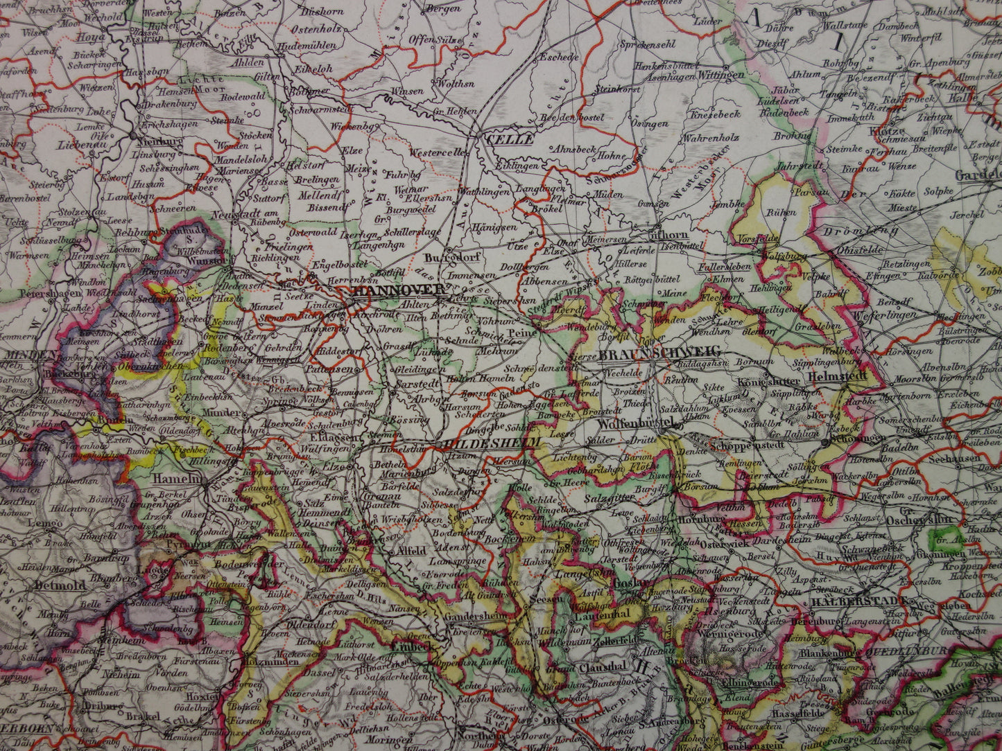 DUITSLAND Grote oude landkaart van noord Duitsland in 1874 originele antieke kaart Berlijn Hamburg Bremen met jaartal te koop