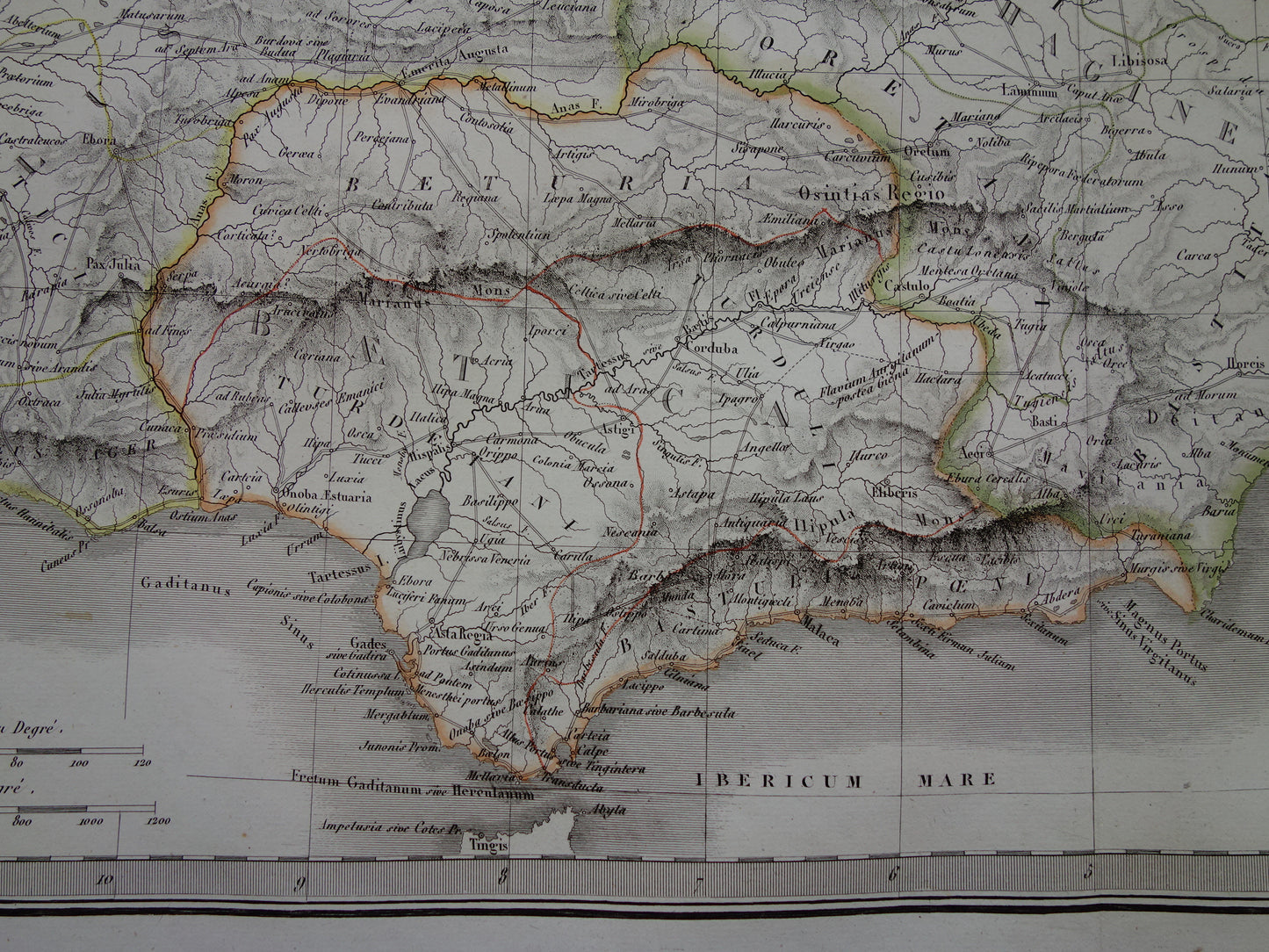 Baetica Spanje Hispania originele oude landkaart