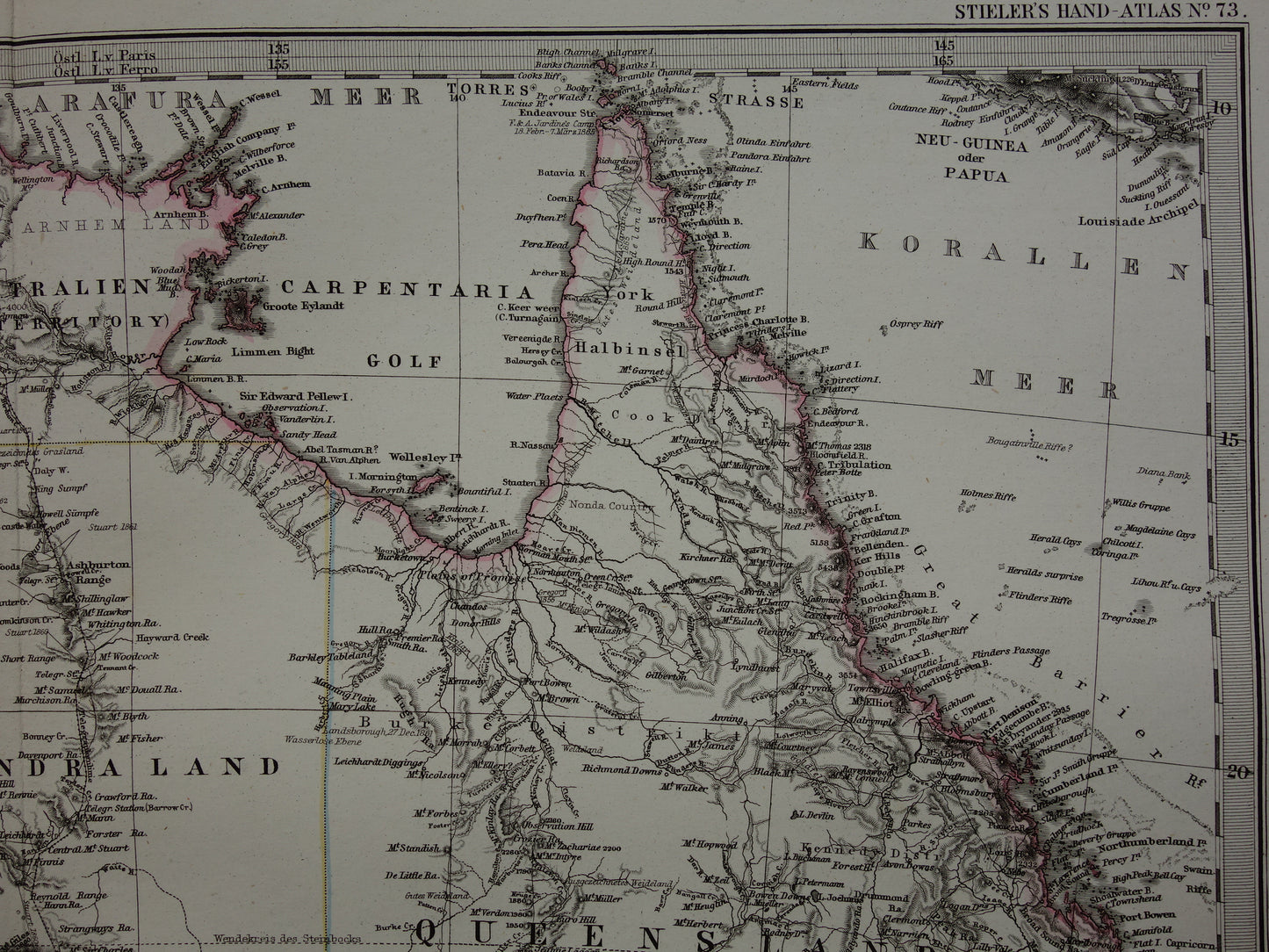 Vintage landkaart van Australië uit 1877 originele oude antieke kaart Sydney Melbourne Perth historische kaarten