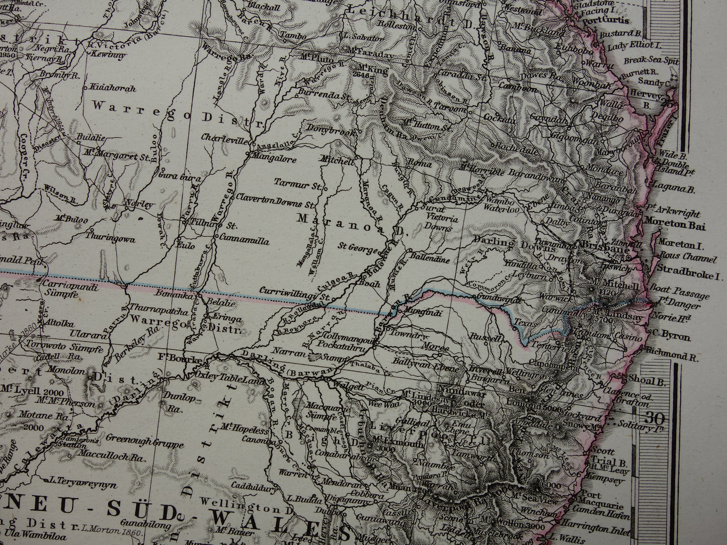 Vintage landkaart van Australië uit 1877 originele oude antieke kaart Sydney Melbourne Perth historische kaarten
