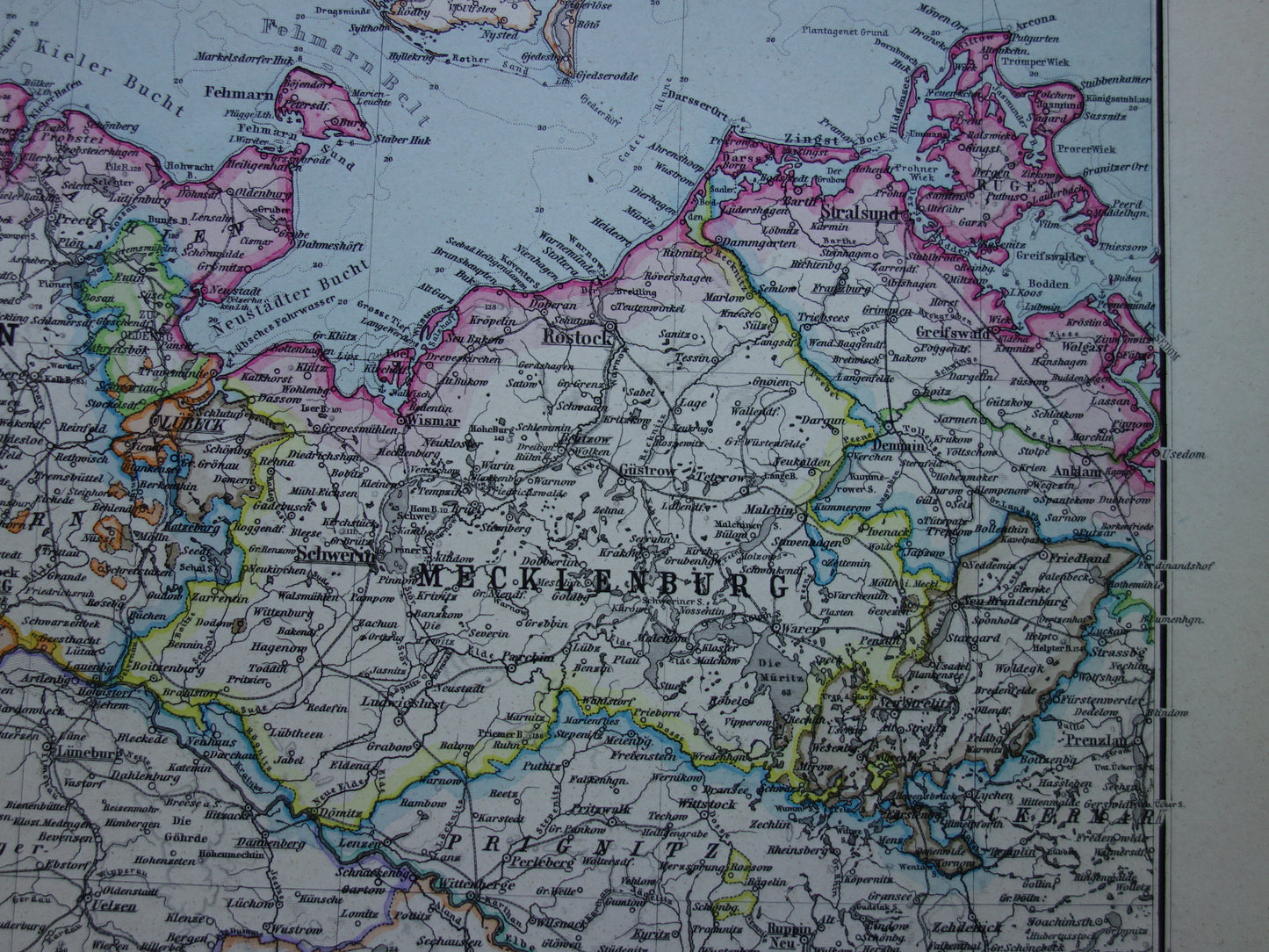 Grote antieke kaart van DUITSLAND landkaart van het Duitse Rijk in 1877 originele 145+ jaar oude kaarten Berlijn Pruissen Polen XXL Zeer Groot