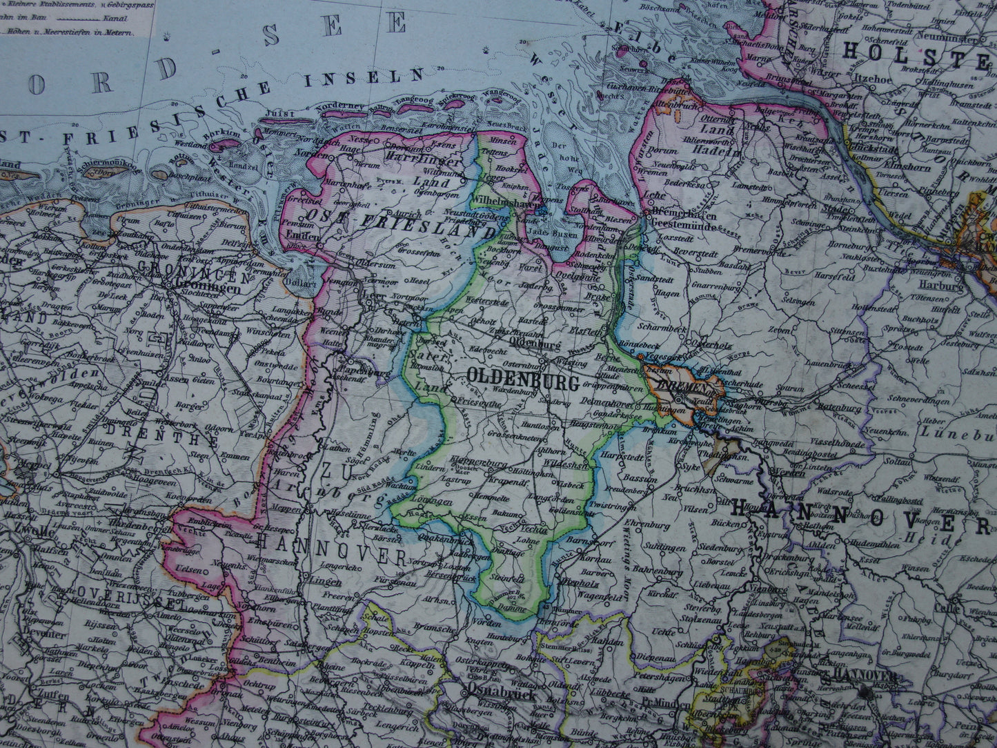 Grote antieke kaart van DUITSLAND landkaart van het Duitse Rijk in 1877 originele 145+ jaar oude kaarten Berlijn Pruissen Polen XXL Zeer Groot