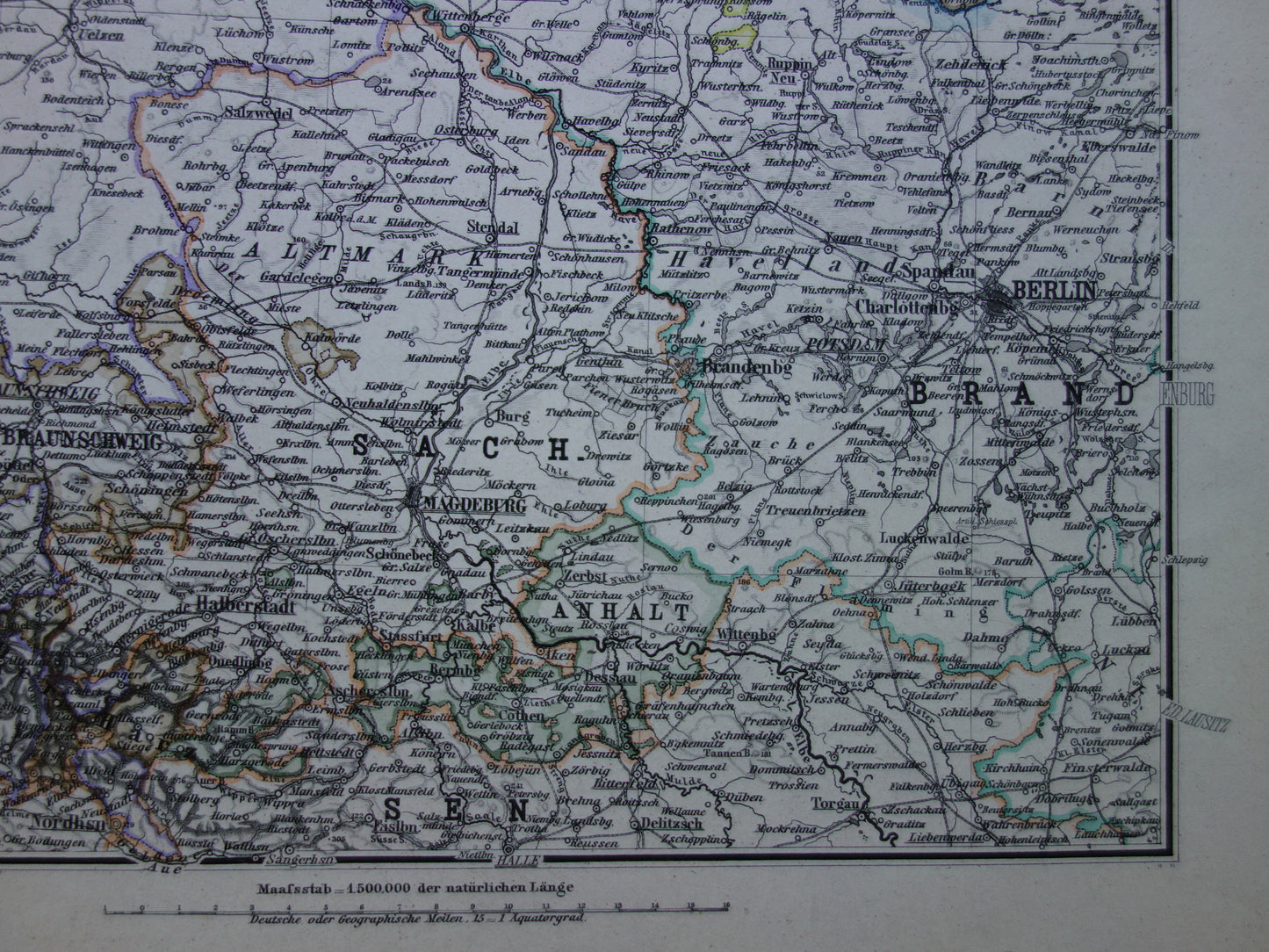 Grote antieke kaart van DUITSLAND landkaart van het Duitse Rijk in 1877 originele 145+ jaar oude kaarten Berlijn Pruissen Polen XXL Zeer Groot
