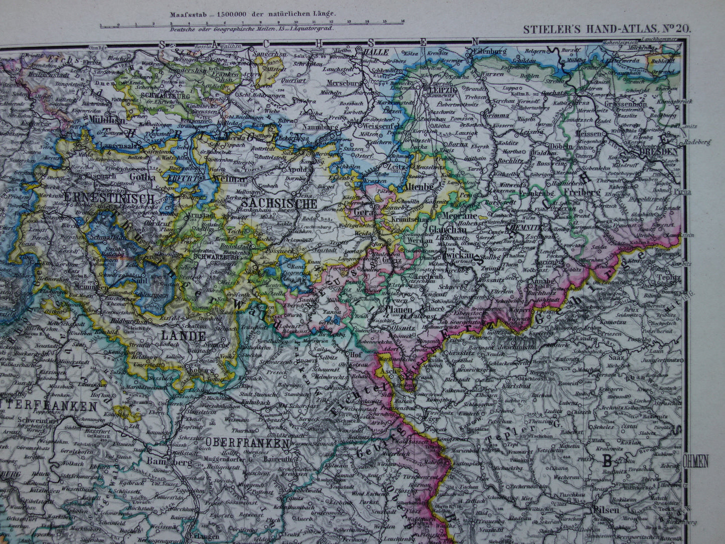 Grote antieke kaart van DUITSLAND landkaart van het Duitse Rijk in 1877 originele 145+ jaar oude kaarten Berlijn Pruissen Polen XXL Zeer Groot