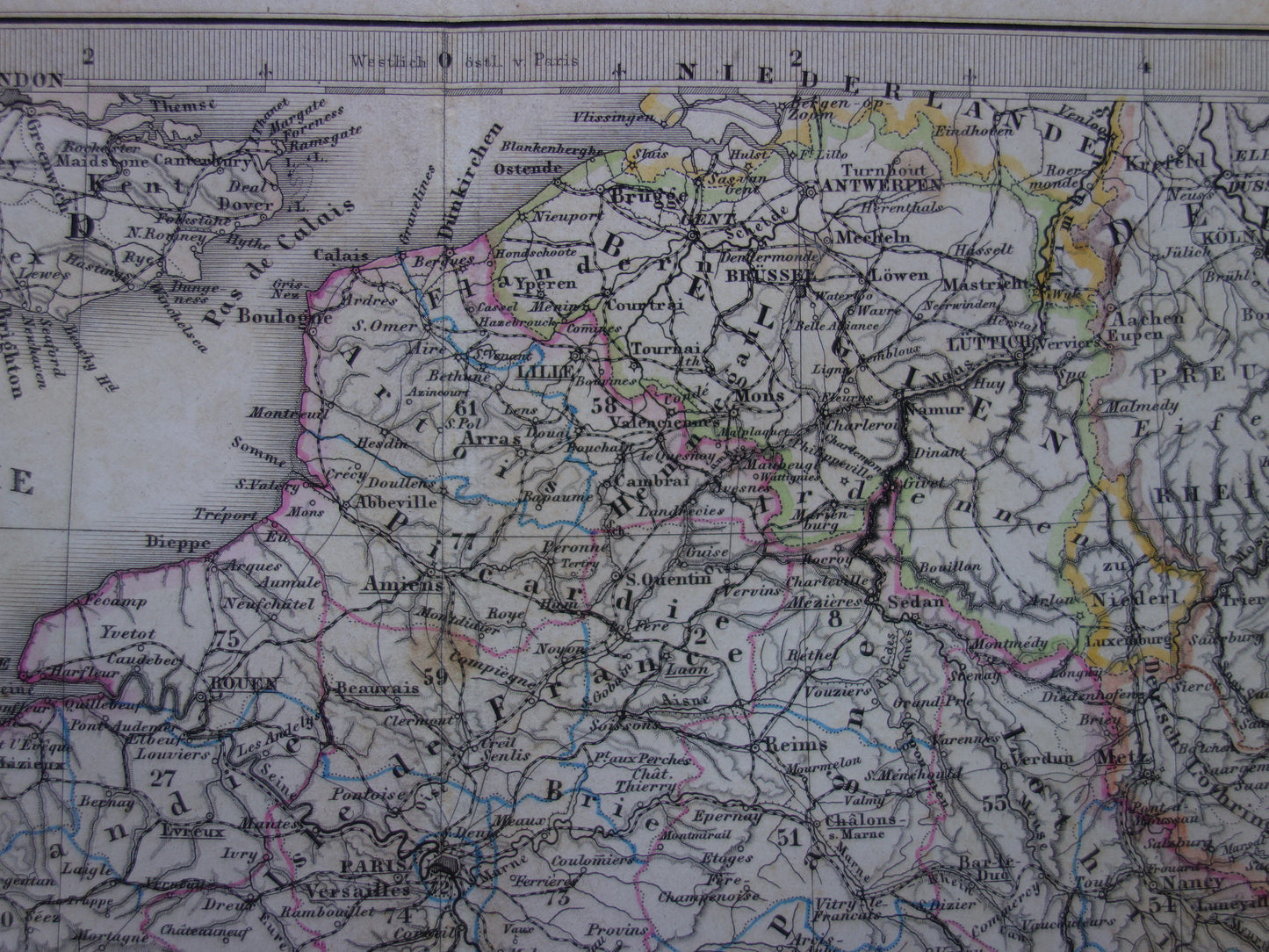 FRANKRIJK oude kaart van Frankrijk 1872 originele antieke landkaart/poster met jaartal
