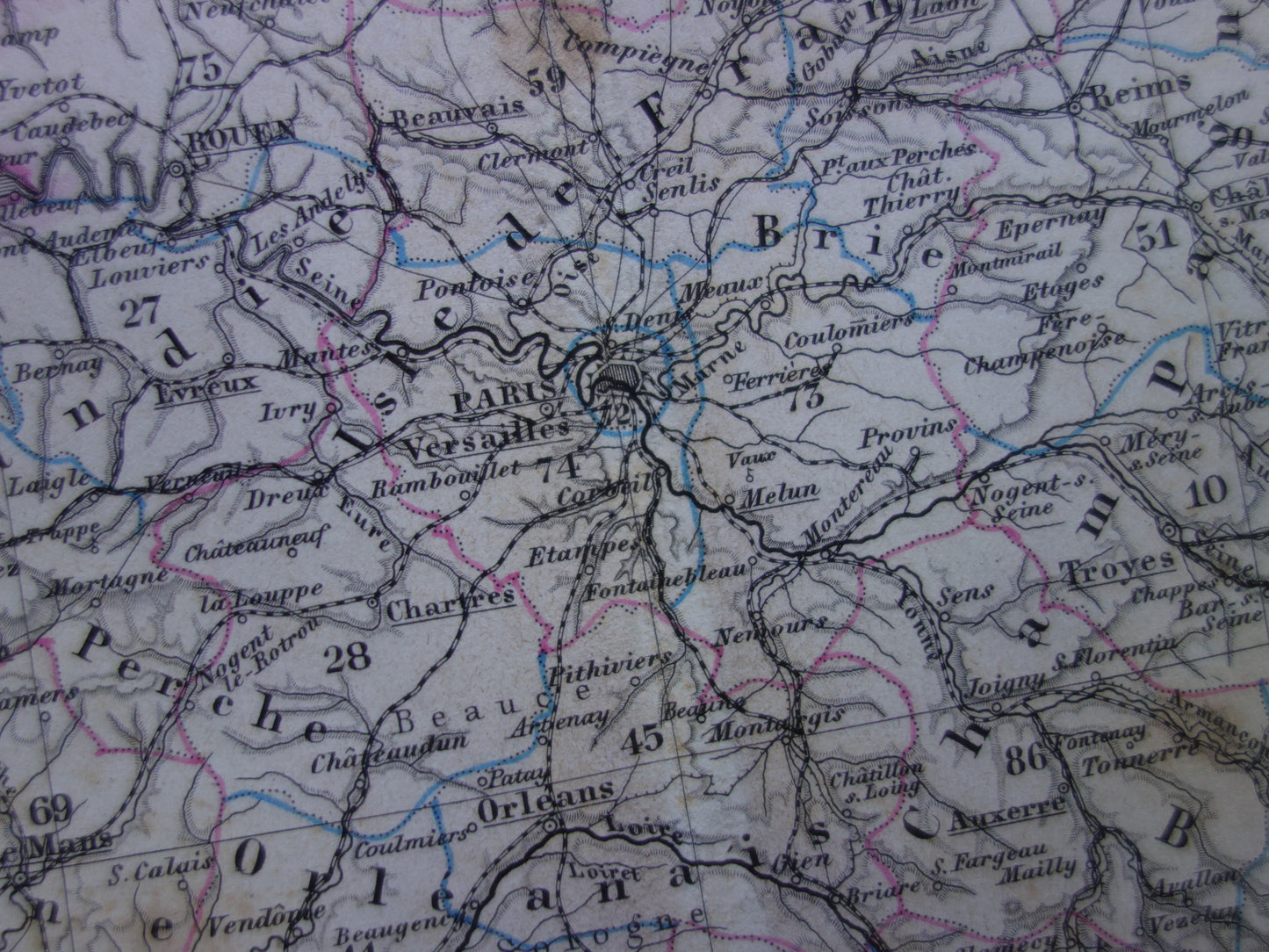 FRANKRIJK oude kaart van Frankrijk 1872 originele antieke landkaart/poster met jaartal