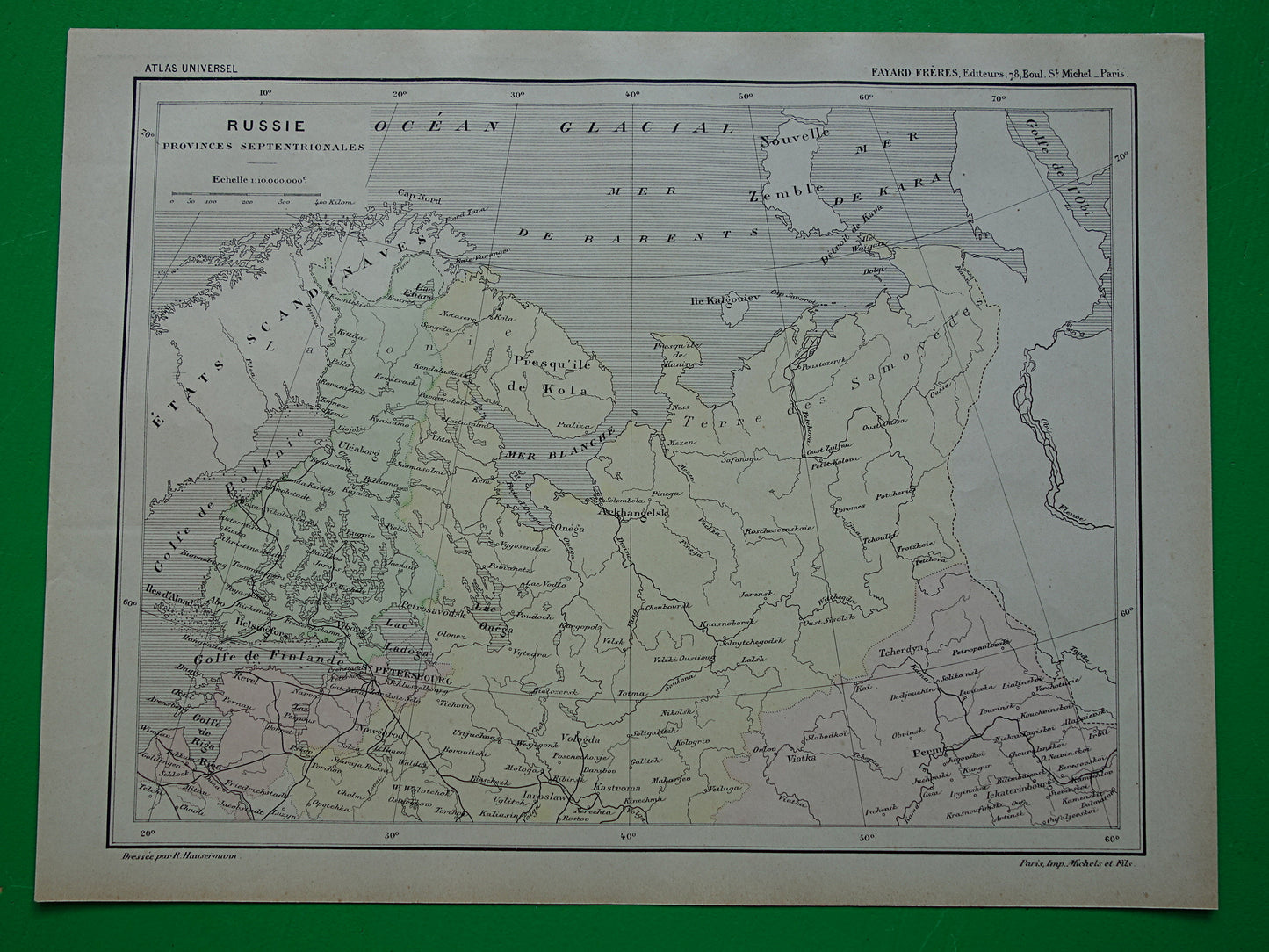 RUSLAND Oude kaart van Barentszzee uit het jaar 1896 historische landkaart noord-Rusland oude vintage kaarten