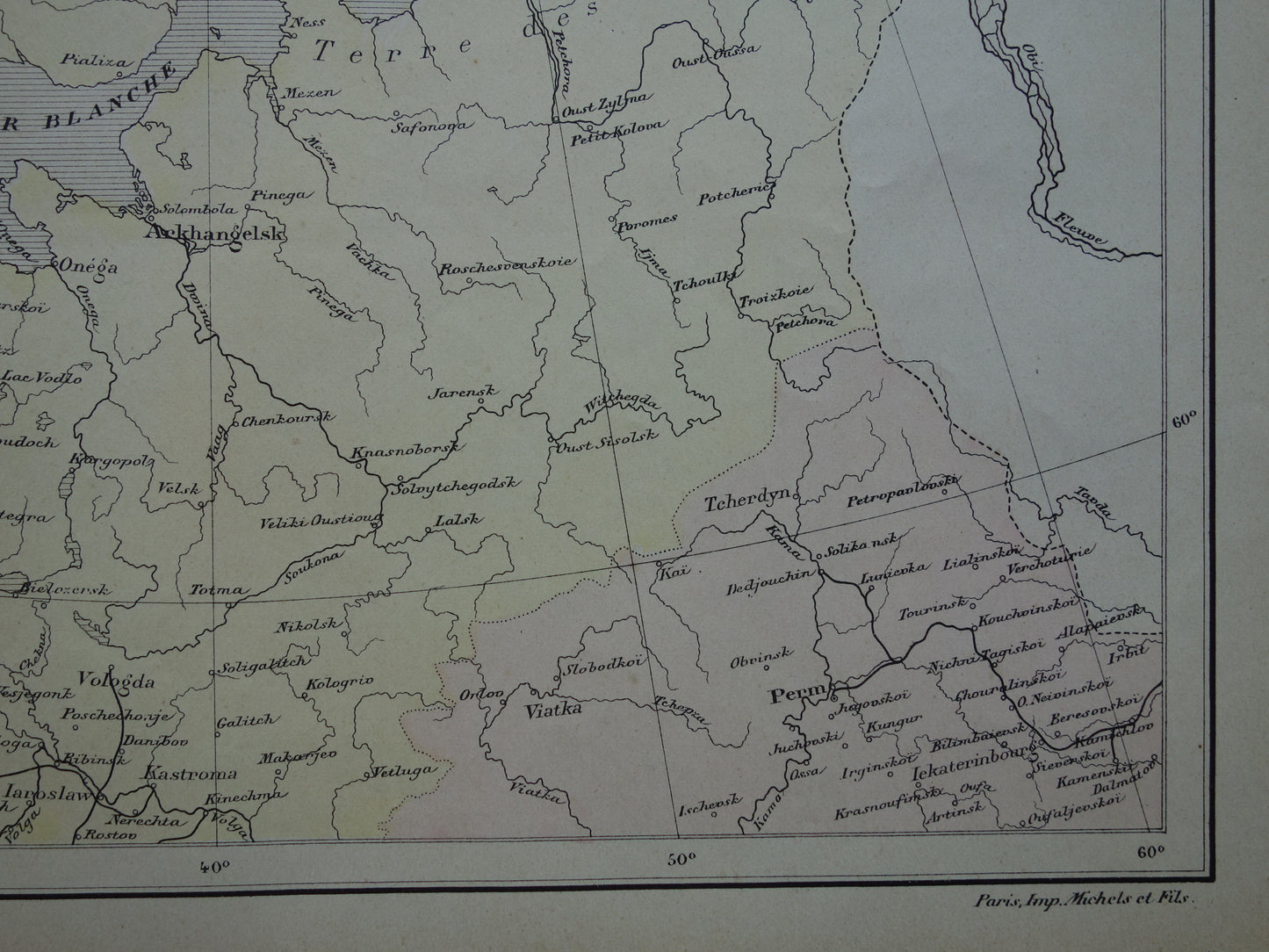 RUSLAND Oude kaart van Barentszzee uit het jaar 1896 historische landkaart noord-Rusland oude vintage kaarten