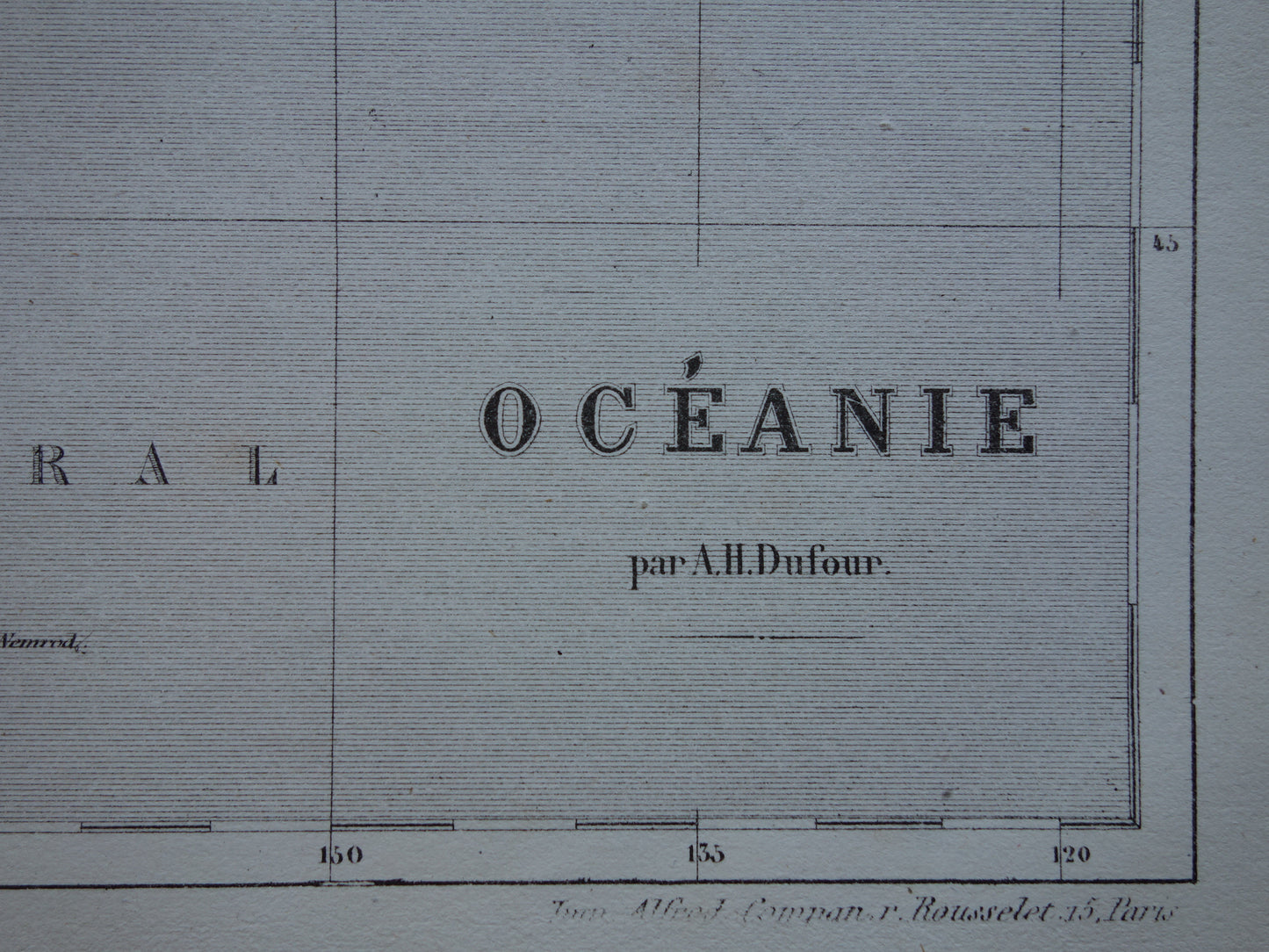 Oude kaart van Oceanië uit 1858 originele antieke handgekleurde landkaart Nieuw-Zeeland Australië Indonesië Polynesië vintage kaarten