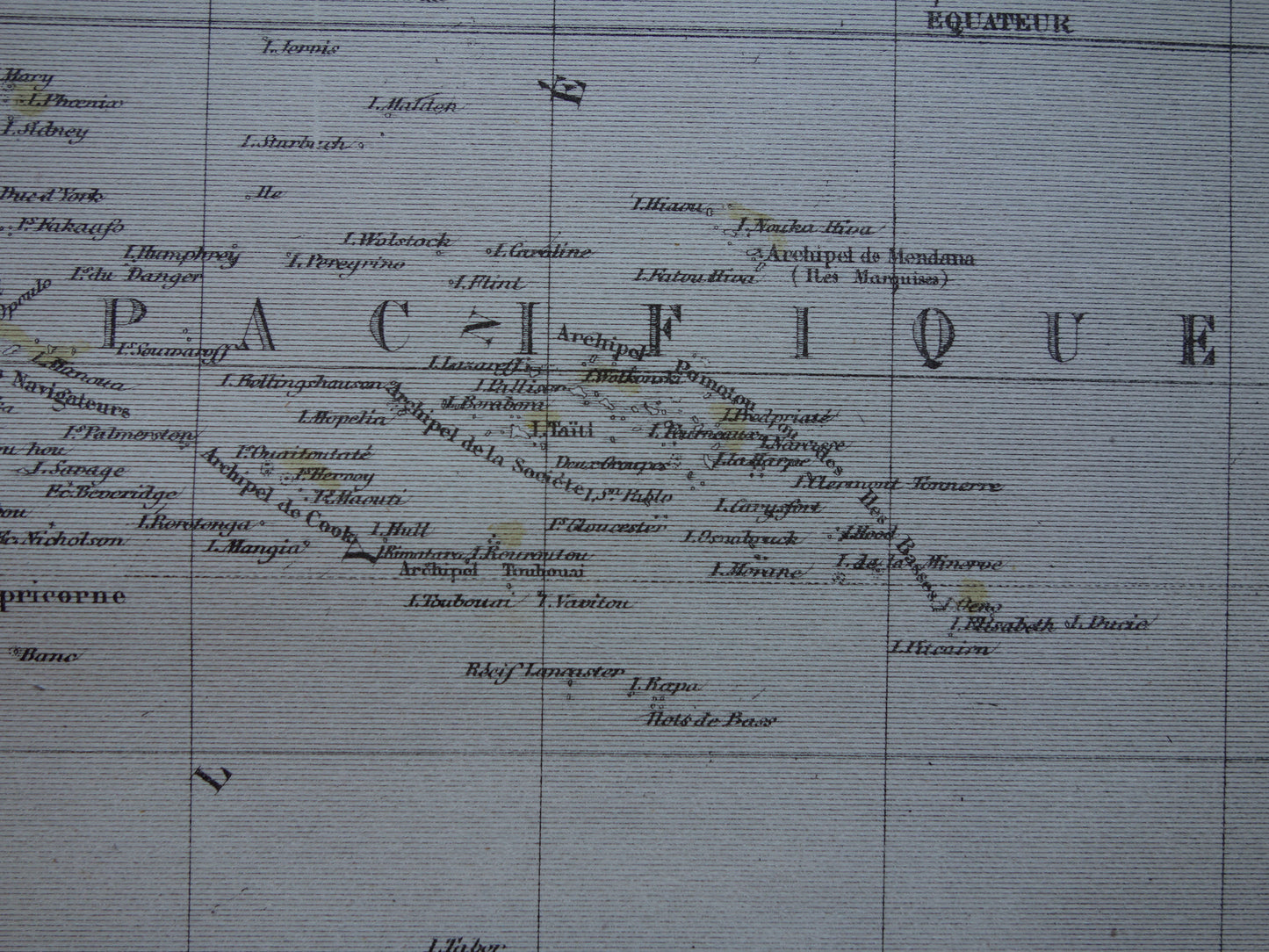 Oude kaart van Oceanië uit 1858 originele antieke handgekleurde landkaart Nieuw-Zeeland Australië Indonesië Polynesië vintage kaarten