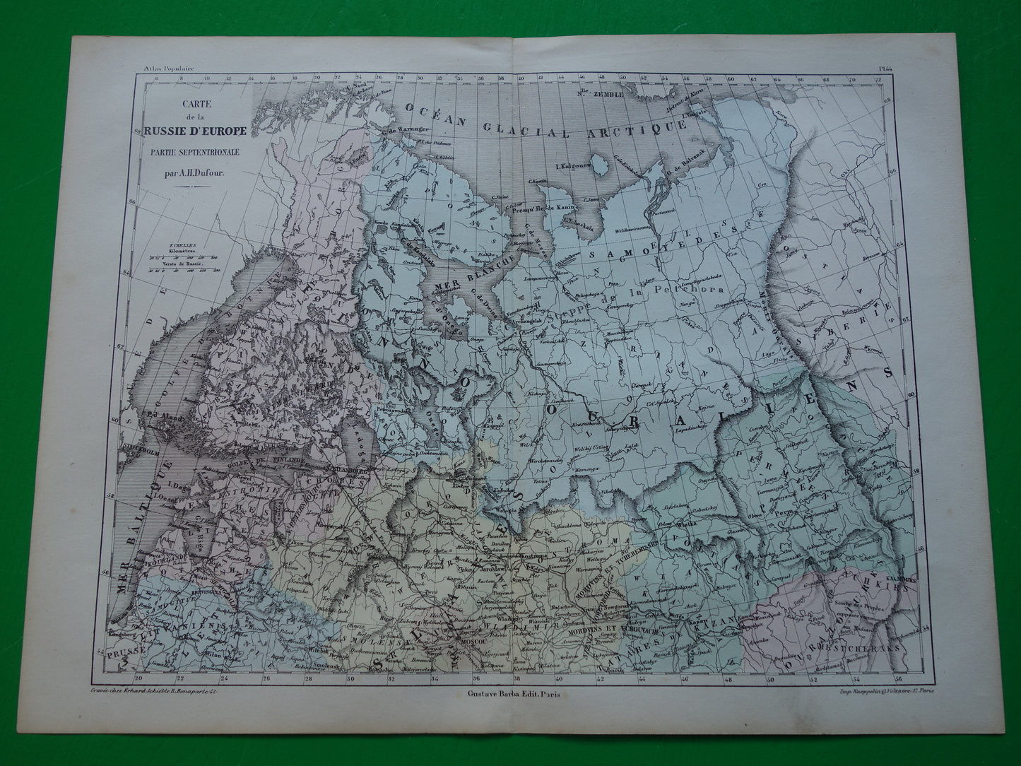 RUSLAND Oude kaart van Witte Zee Finland uit het jaar 1858 historische landkaart noord-Rusland oude vintage kaarten Barentszzee