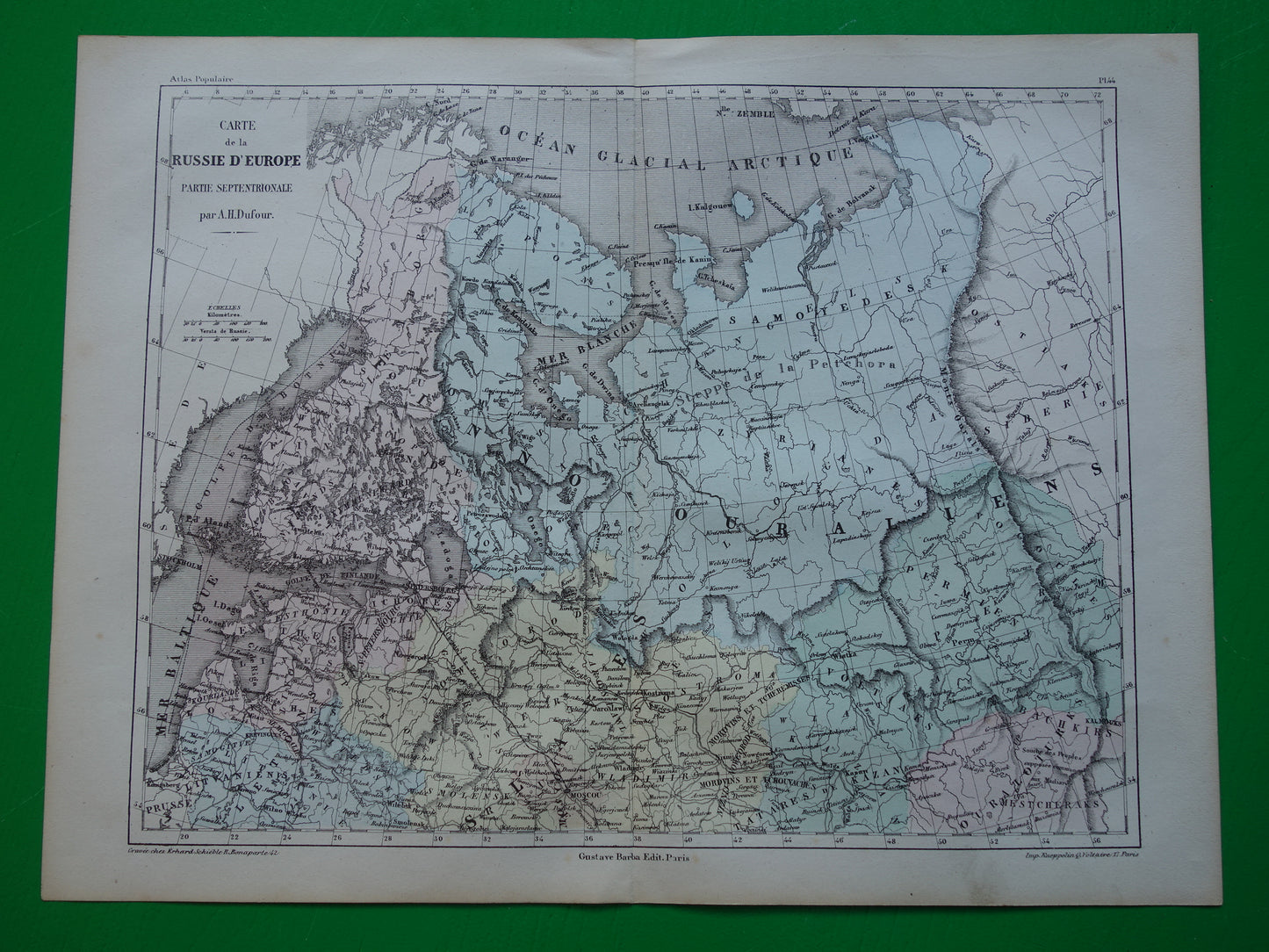 RUSLAND Oude kaart van Witte Zee Finland uit het jaar 1858 historische landkaart noord-Rusland oude vintage kaarten Barentszzee