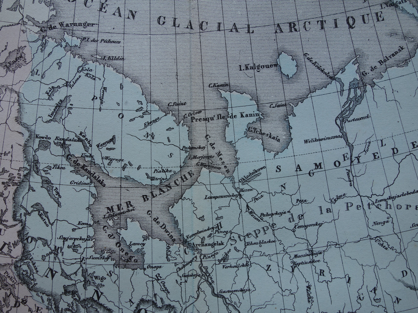 RUSLAND Oude kaart van Witte Zee Finland uit het jaar 1858 historische landkaart noord-Rusland oude vintage kaarten Barentszzee