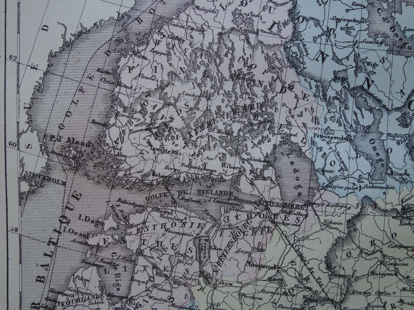 RUSLAND Oude kaart van Witte Zee Finland uit het jaar 1858 historische landkaart noord-Rusland oude vintage kaarten Barentszzee
