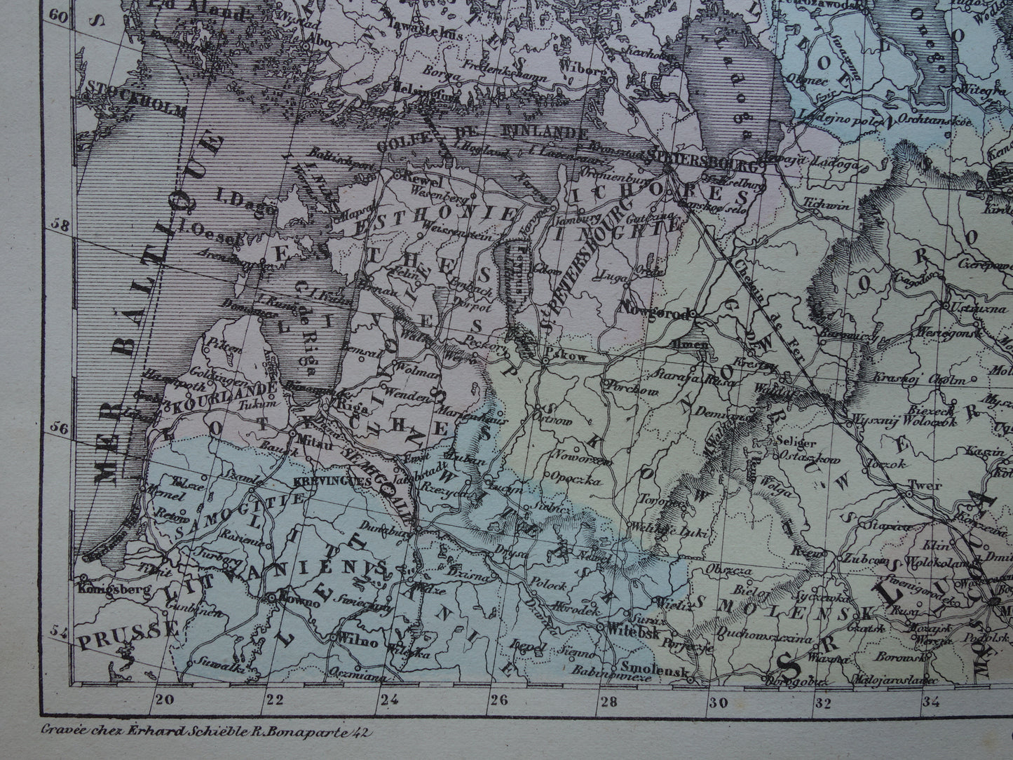 RUSLAND Oude kaart van Witte Zee Finland uit het jaar 1858 historische landkaart noord-Rusland oude vintage kaarten Barentszzee