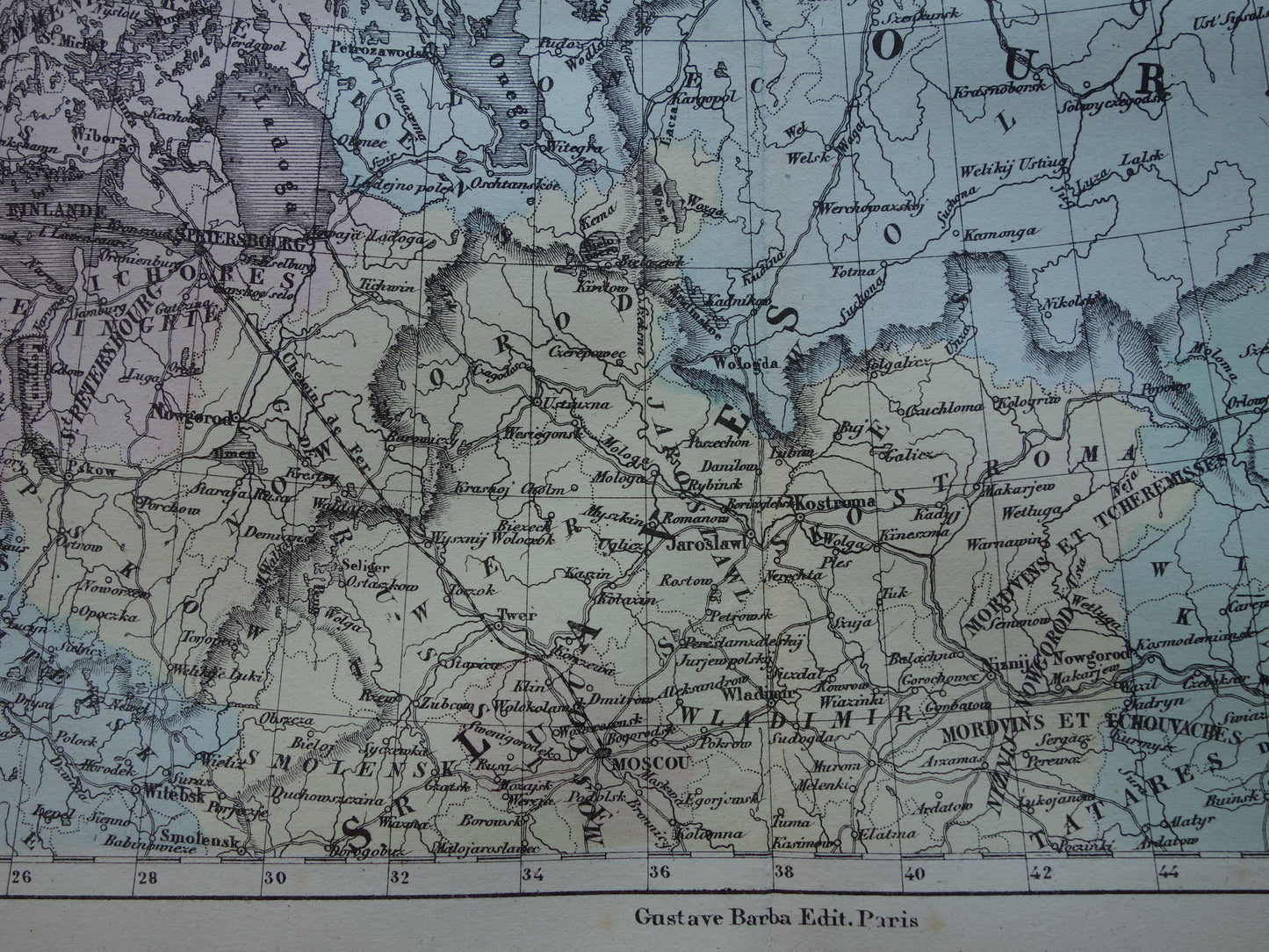 RUSLAND Oude kaart van Witte Zee Finland uit het jaar 1858 historische landkaart noord-Rusland oude vintage kaarten Barentszzee