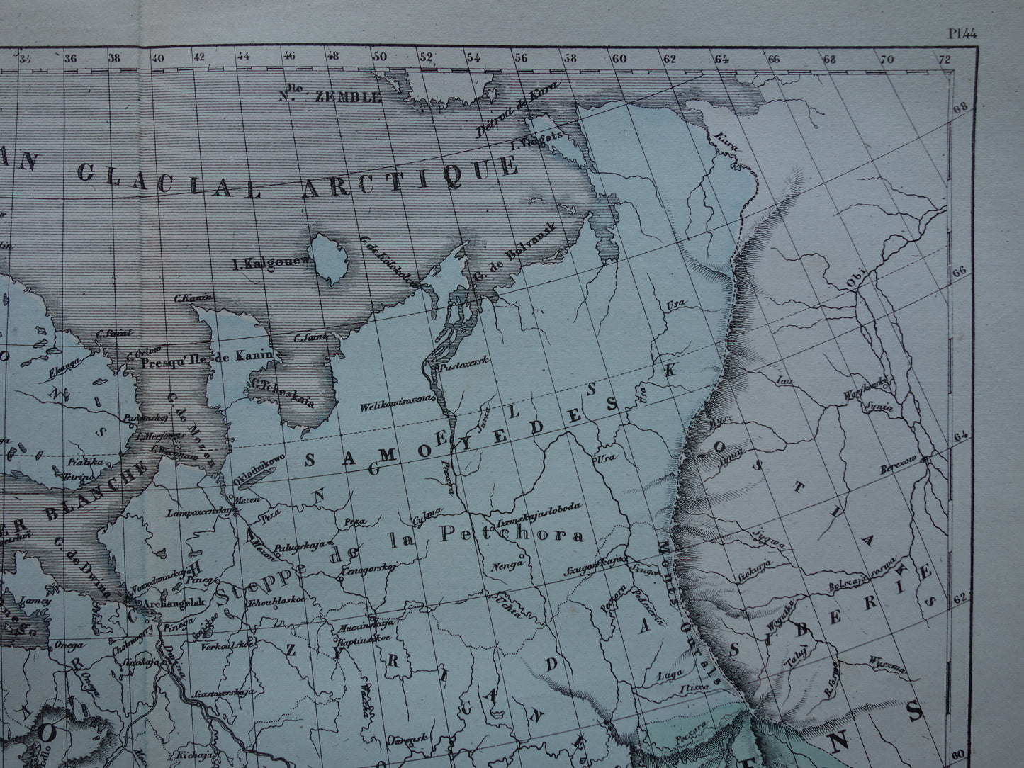RUSLAND Oude kaart van Witte Zee Finland uit het jaar 1858 historische landkaart noord-Rusland oude vintage kaarten Barentszzee