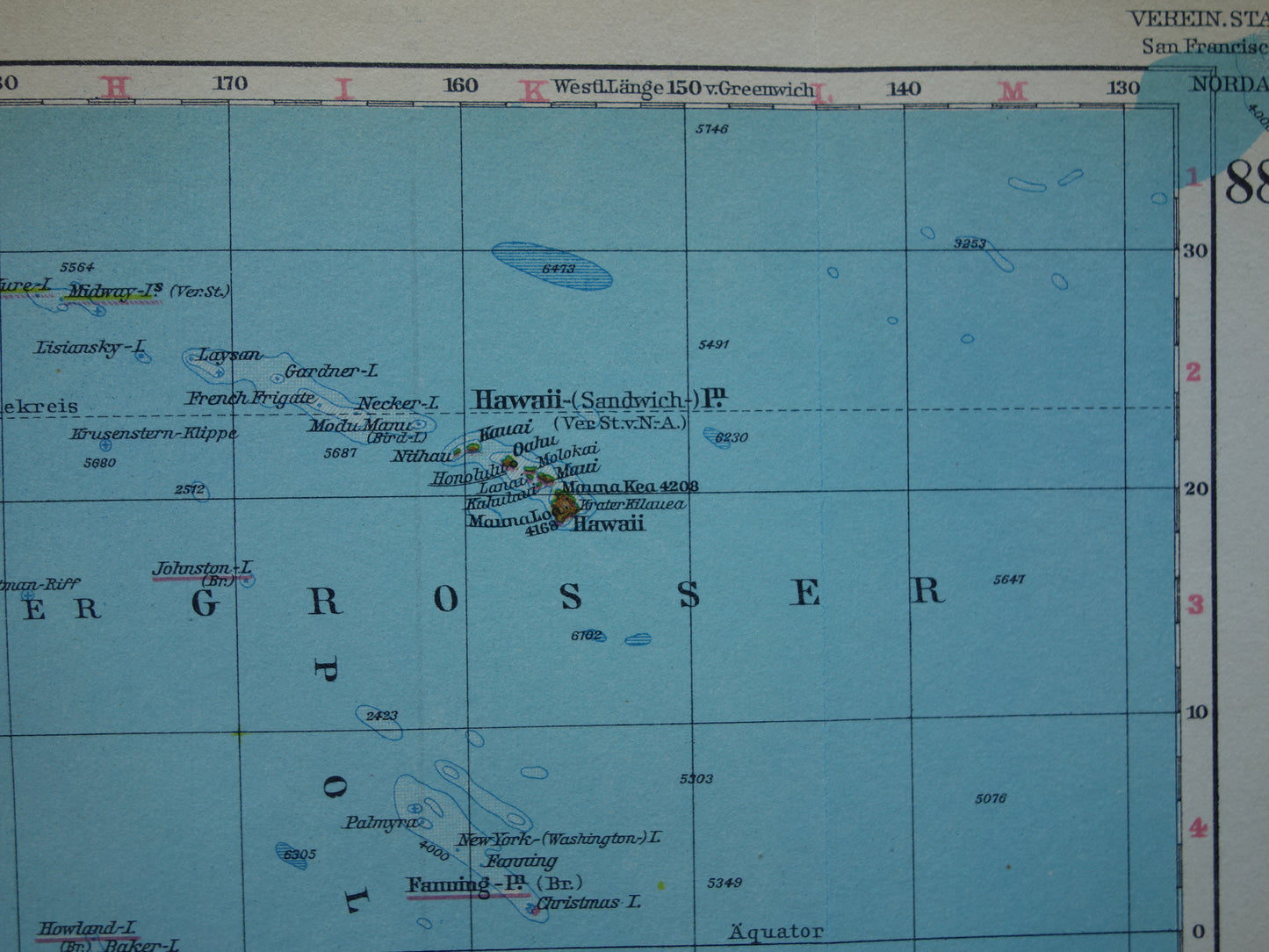 Oude kaart van Oceanië uit 1928 originele antieke landkaart Australië Indonesië Nieuw-Zeeland vintage landkaarten